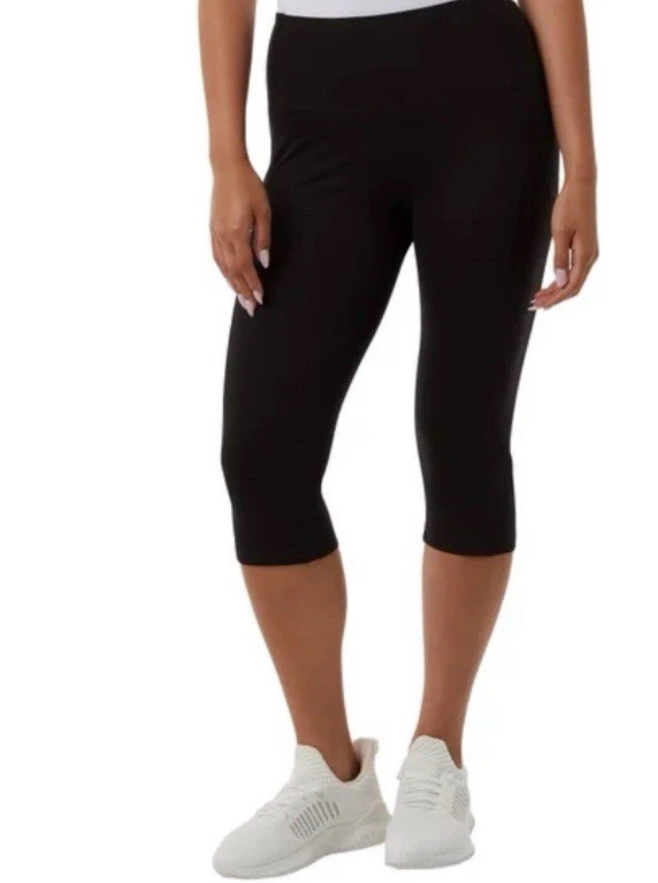 32 Degrees Women’s Cropped Leggings, Black, XS, Pockets 4-Way Stretch High Waist