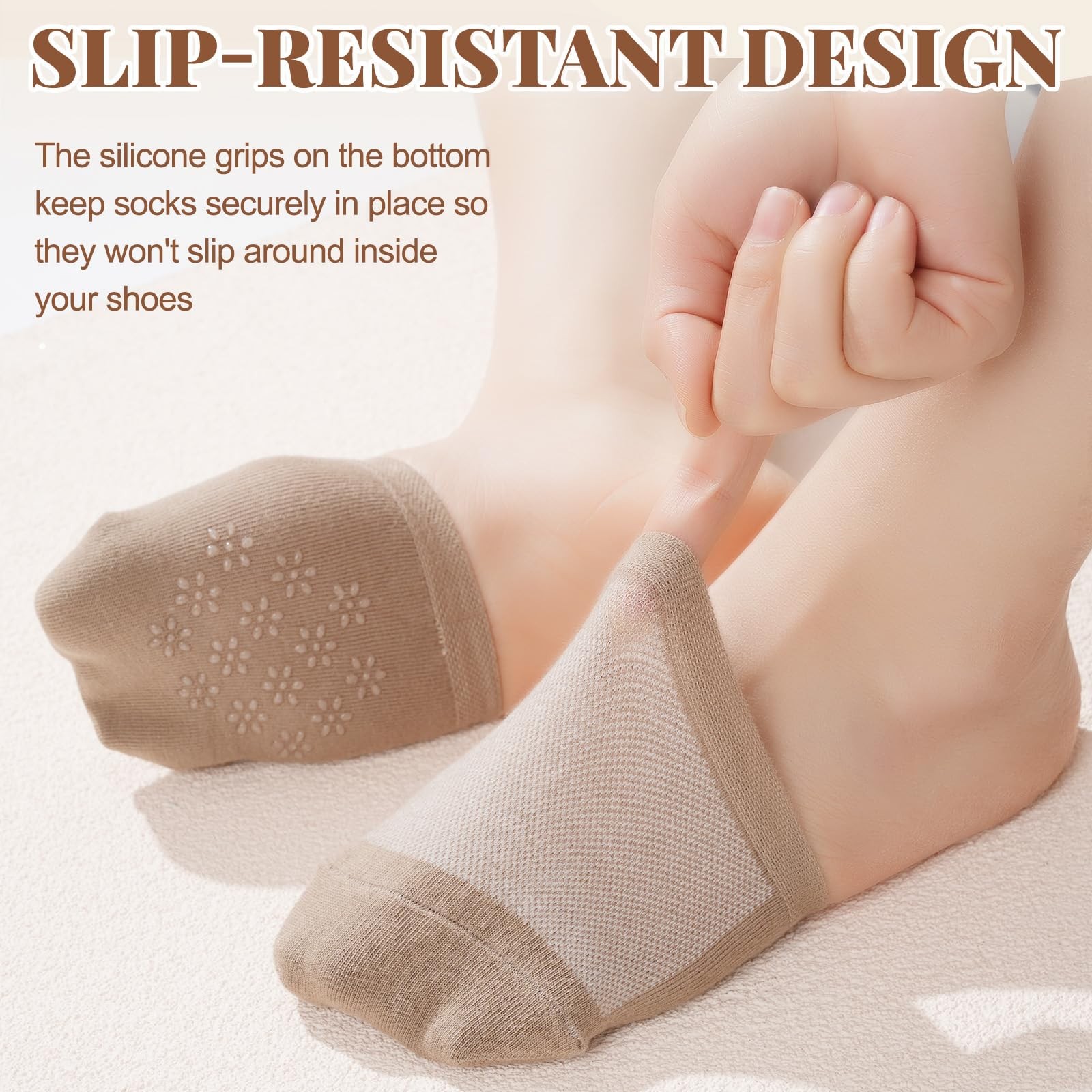 8× Invisible Toe Socks Womens for Mules Half Socks Toe Topper Covers Non-slip US