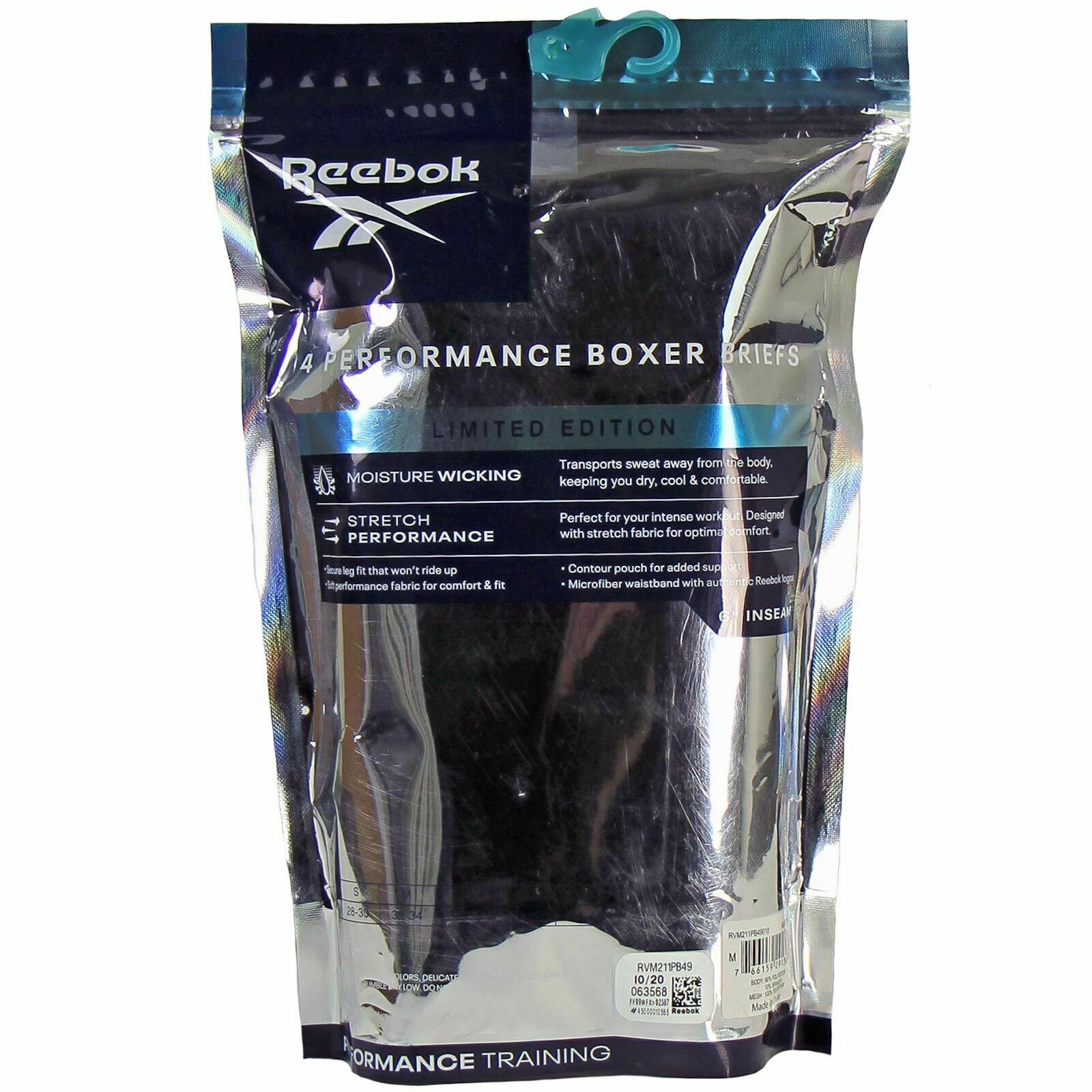 4 Pack REEBOK Men Boxer Briefs PERFORMANCE CAMO BLACK MEDIUM LARGE XLARGE XL $32