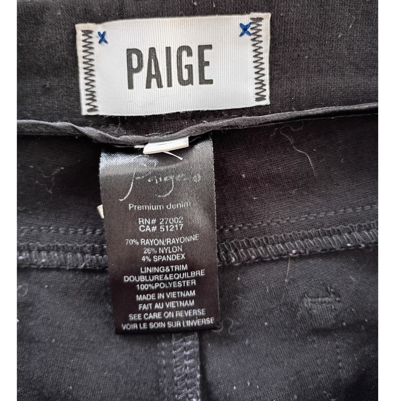 PAIGE Peg Super Skinny Black Jegging Style Pants Womens 27