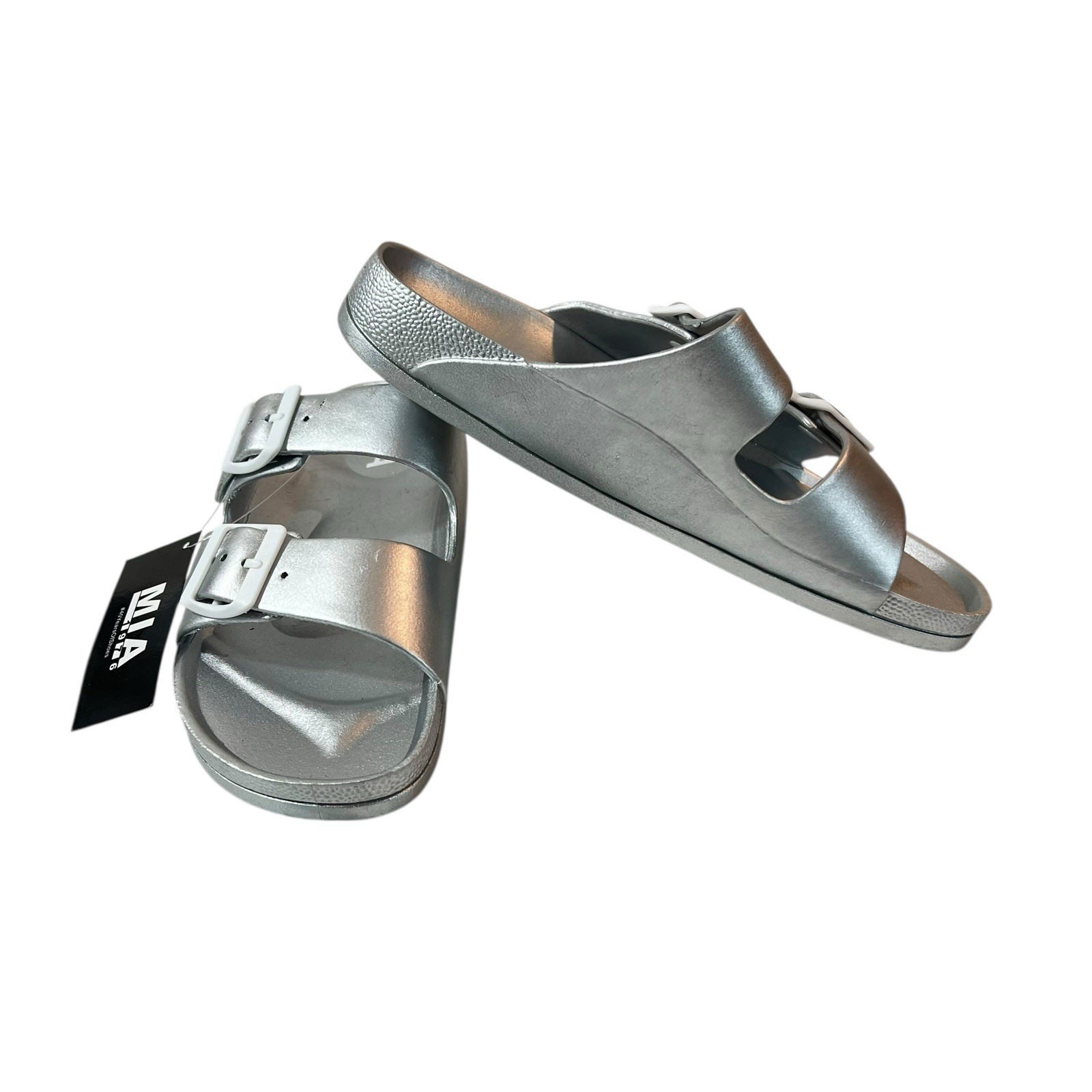 Mia Jasmine Silver Sandals Slides Womens