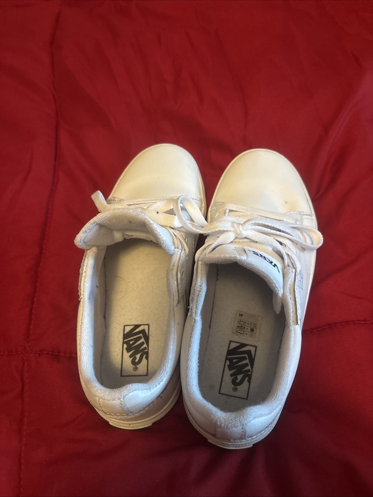 Kids Leather VANS White Size 3 Classic Lace Up Low Top