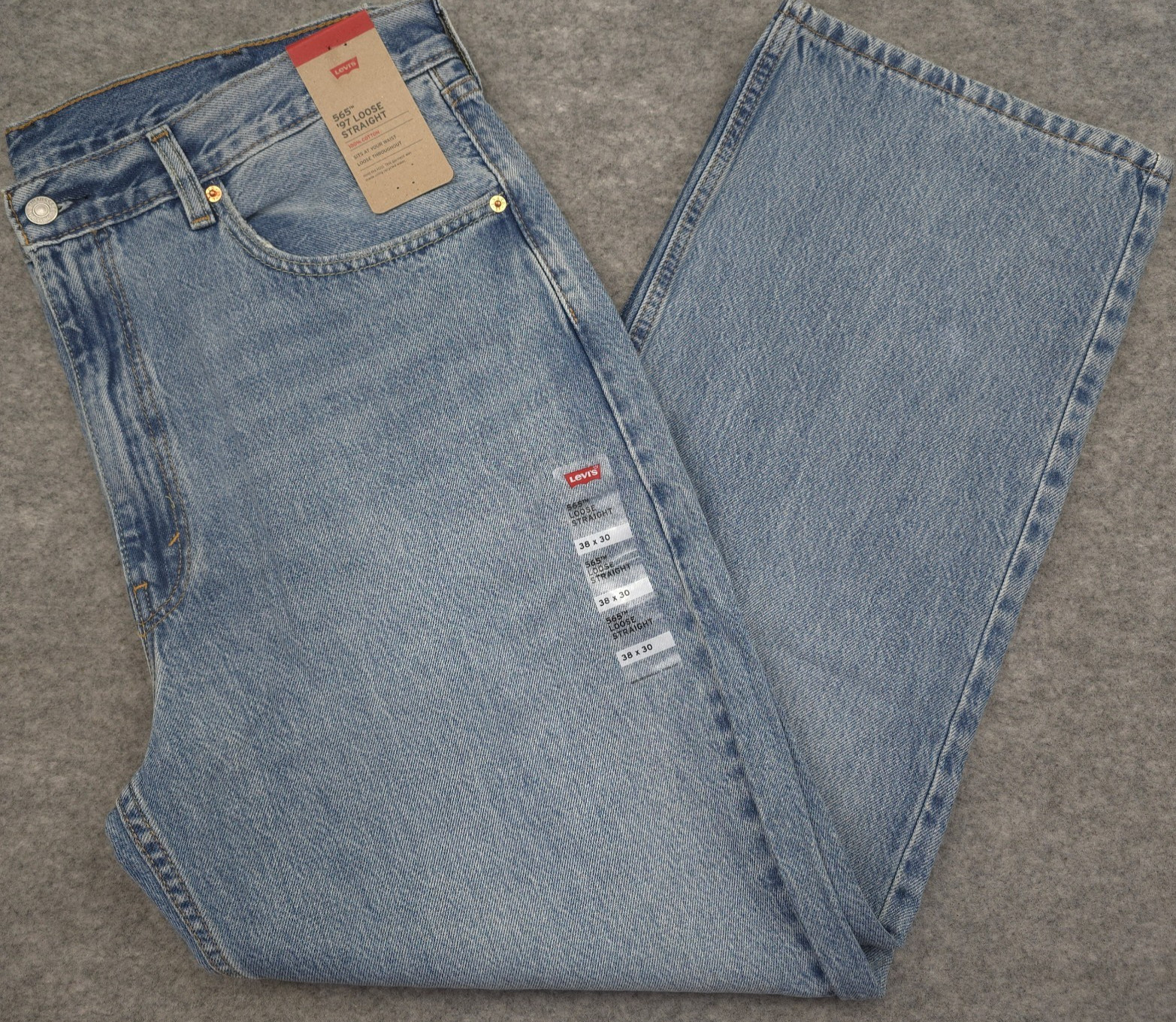 NEW Levi’s 565 ‘97 Loose Straight Jeans Mens 38×30 Blue Lt Wash Denim Baggy NWT