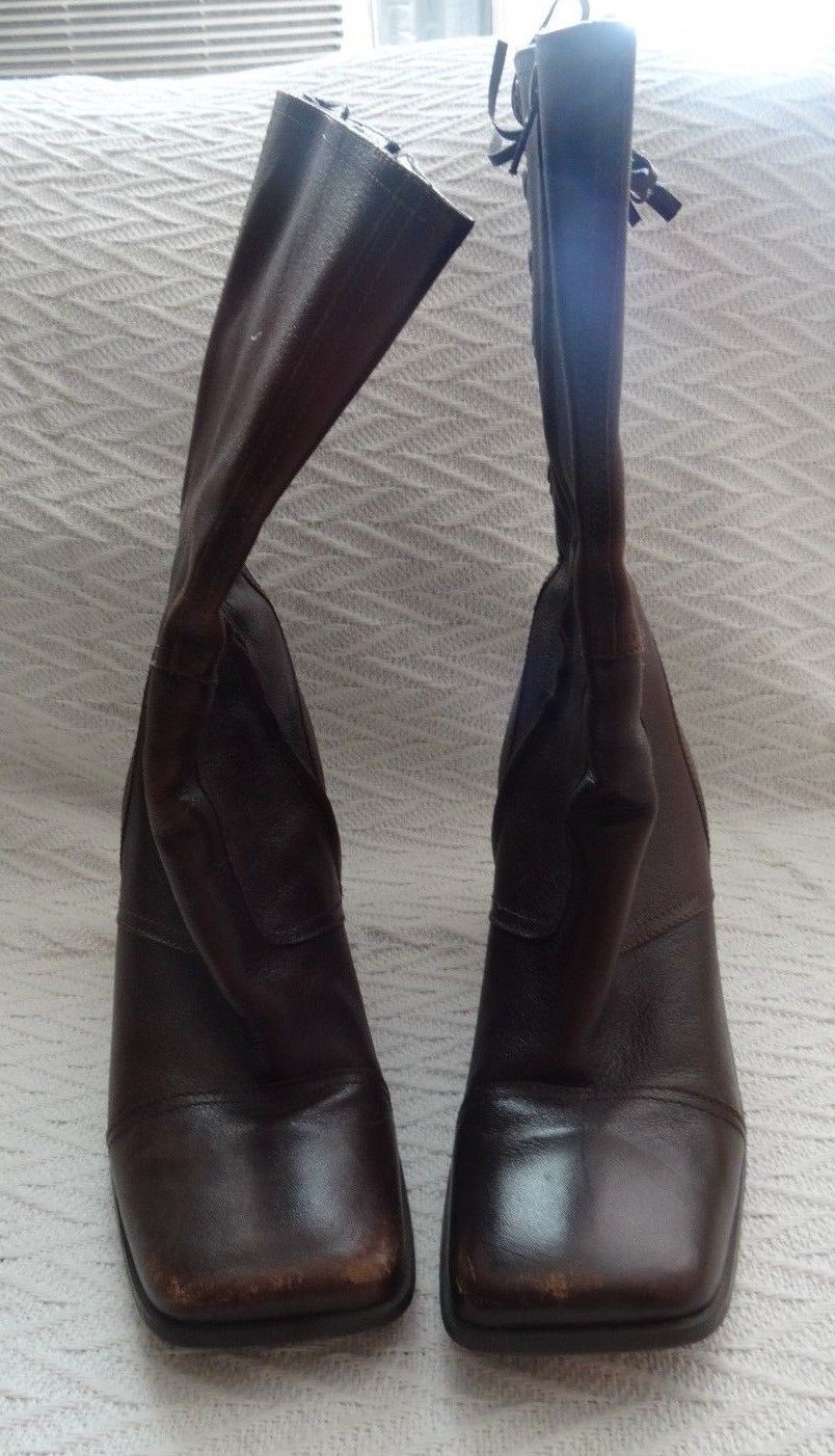 NINE WEST Women’s Rand Size 10 1/2 Medium 10.5 M Mid Calf Boots Brown Leather