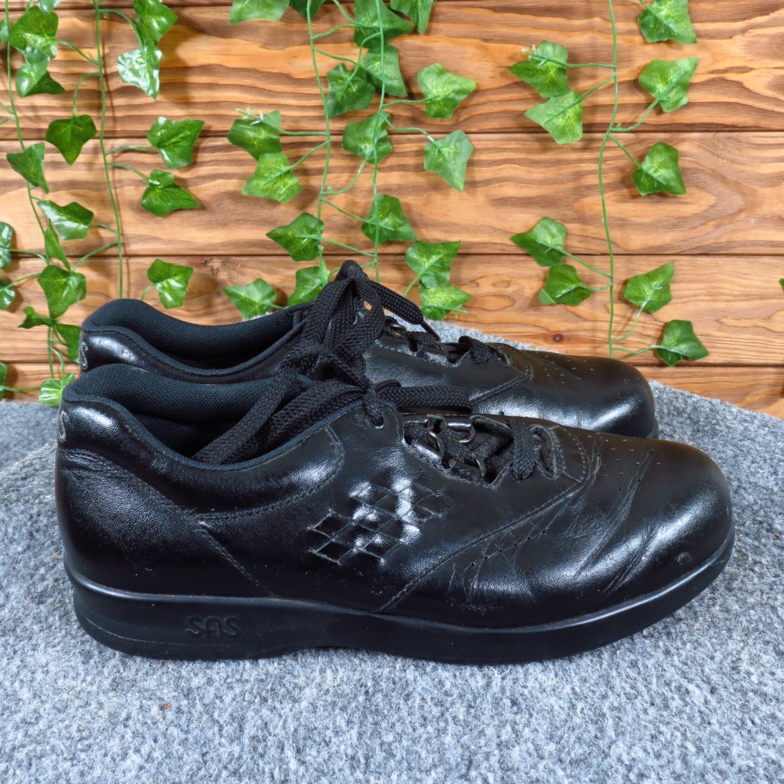 SAS Free Time Women Casual Walking Shoe Size 6 Comfort Daily Wear Black Leather