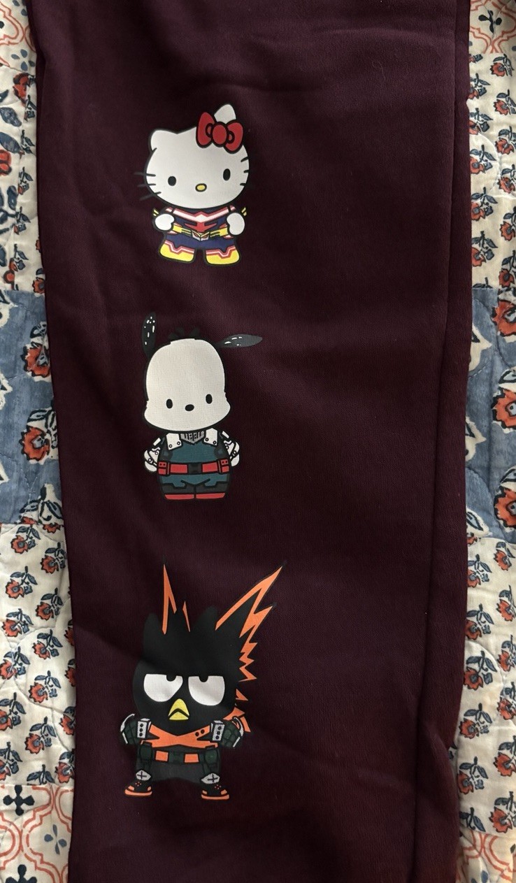 Men’s SZ M 32/34 My Hero Academia Hello Kitty & Friends Jogger Sweatpants~