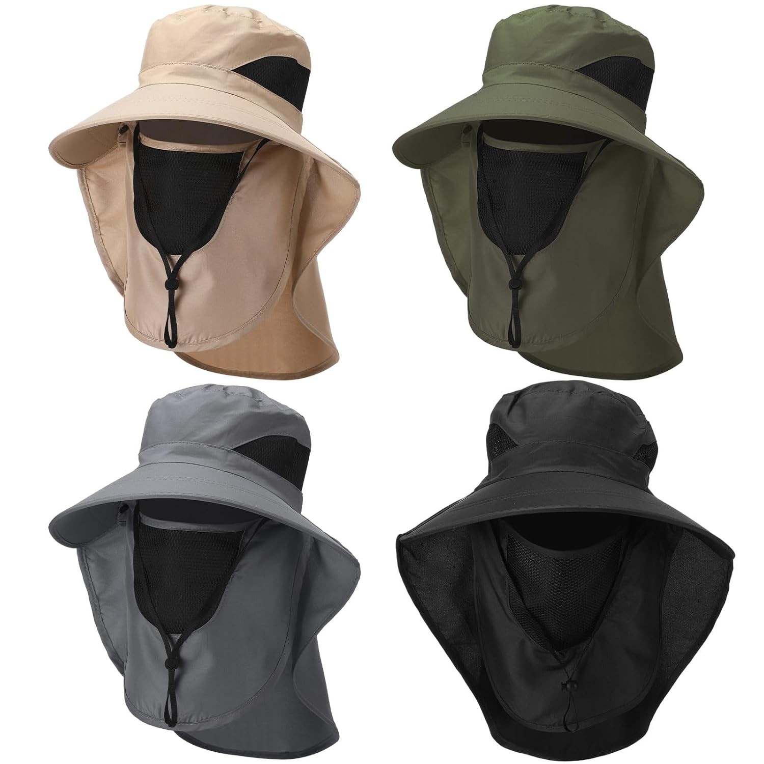 Sun Protection Hat with Face Cover & Neck Flap Unisex Hiking, Climbing, Fishing