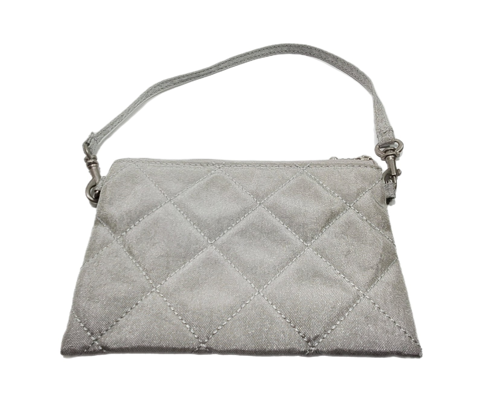 Baggallini Large Quilted Silver & Pink 3 Compartments Tote Travel Bag Purse New
