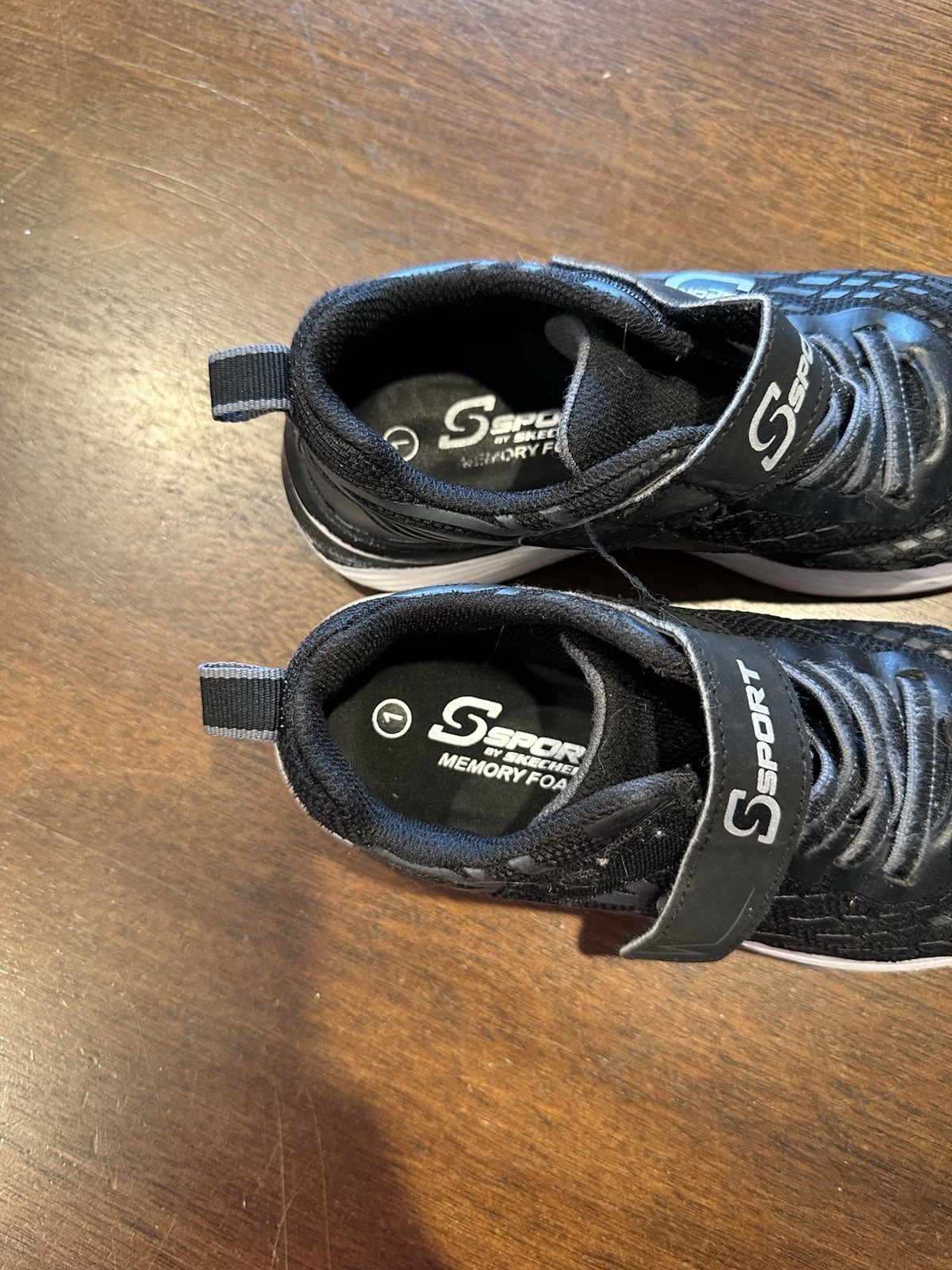 S Sport by Skechers Boys Black Hook & Loop Mesh Foam Sneakers 1