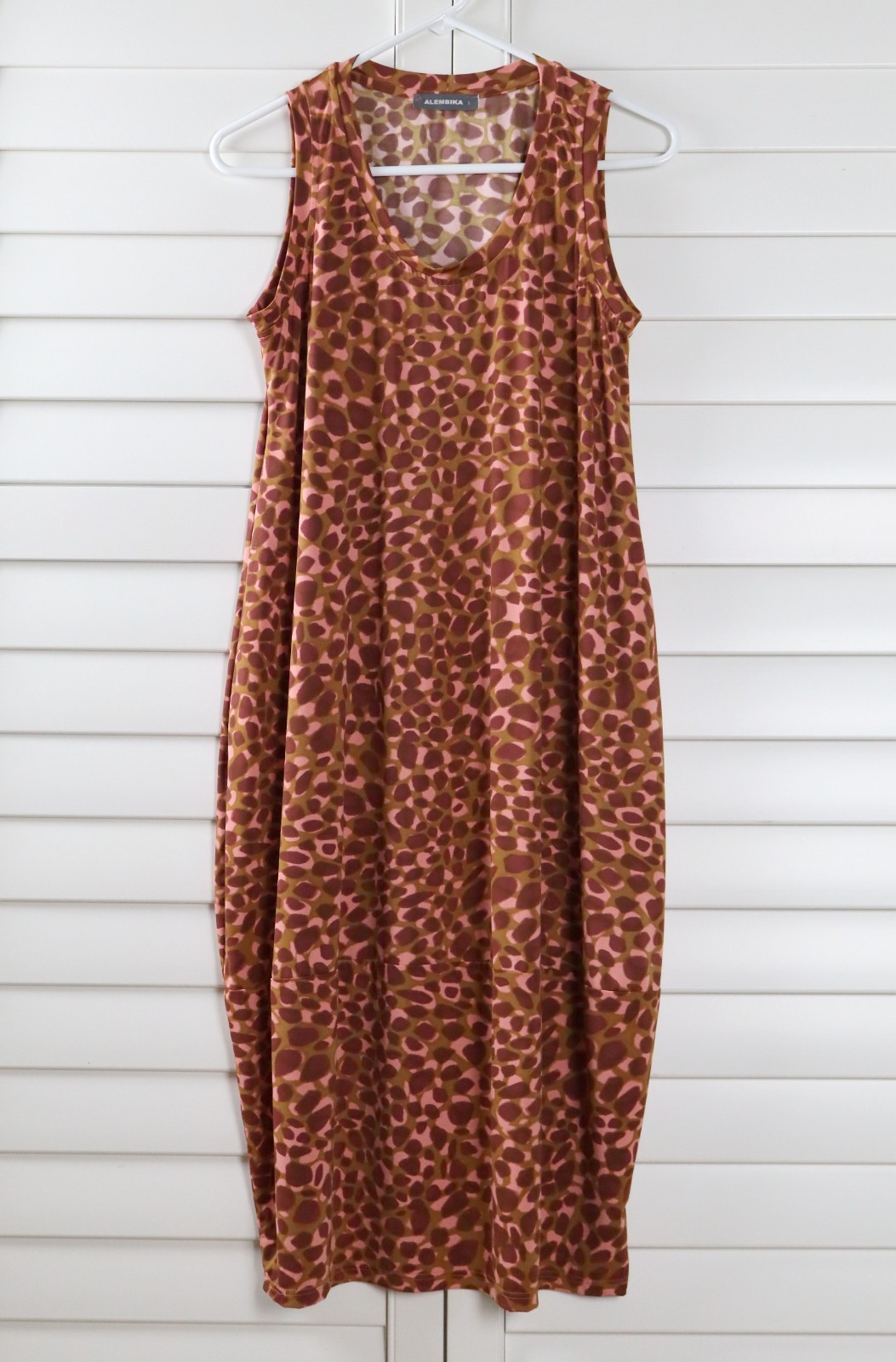 ALEMBIKA $235 Stretch Pebble Leopard Print Lantern Tank Dress Size 3 US 10 / 12