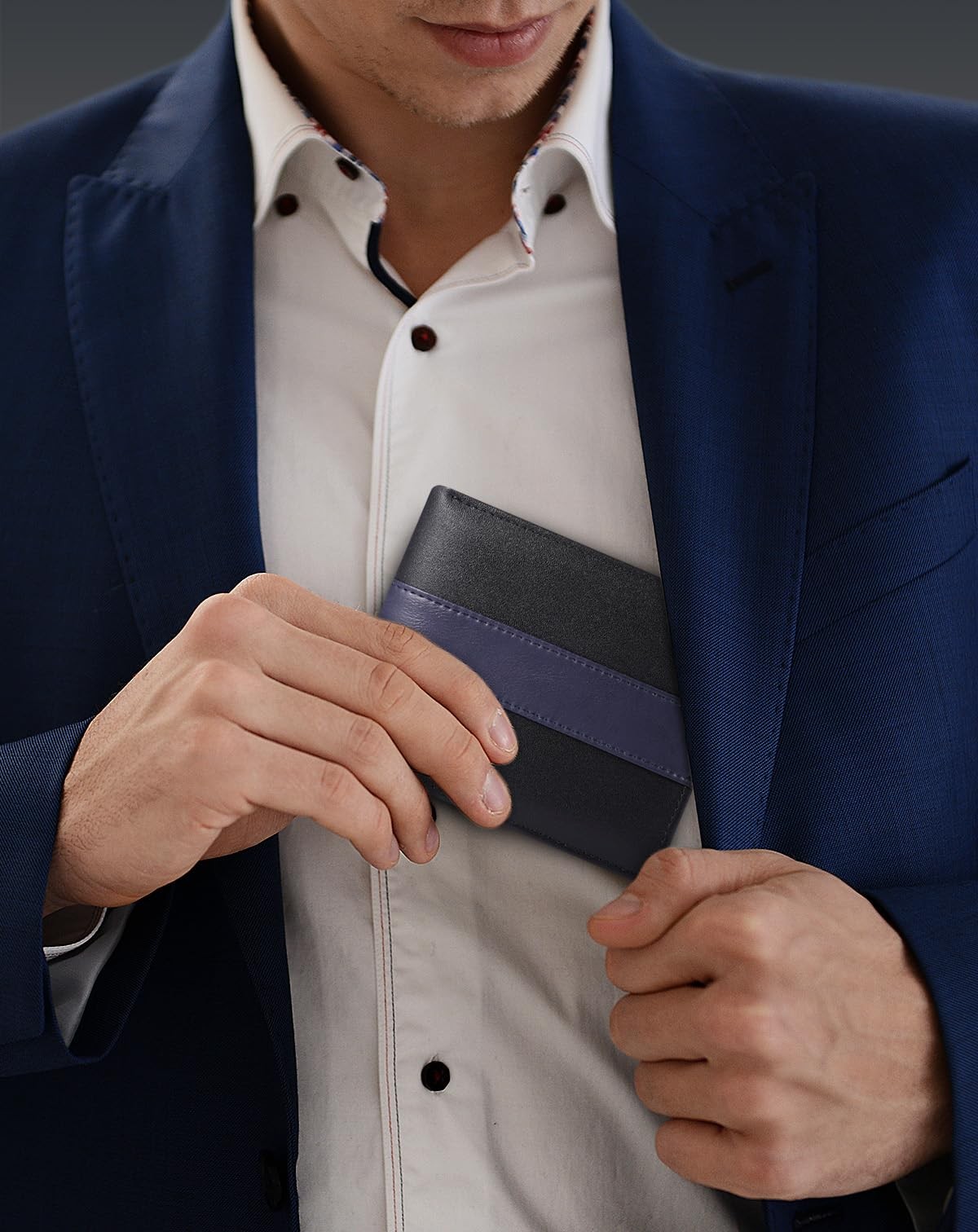 Swallowmall Genuine Leather RFID Wallet for Mens, Mens Bifold 418-Black