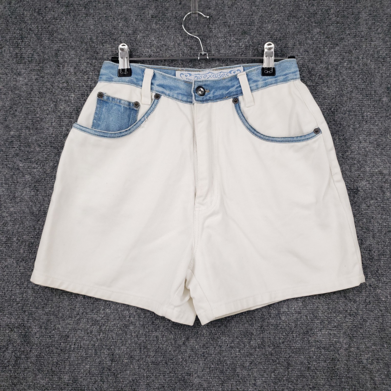 VINTAGE No Excuses Femme Fatale Shorts Womens 24 Blue High Rise Zip Fly Denim