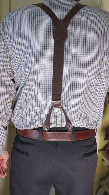 Men’s Suspenders, 12 Button On Leather Ears with Metal Brackets – USA Made
