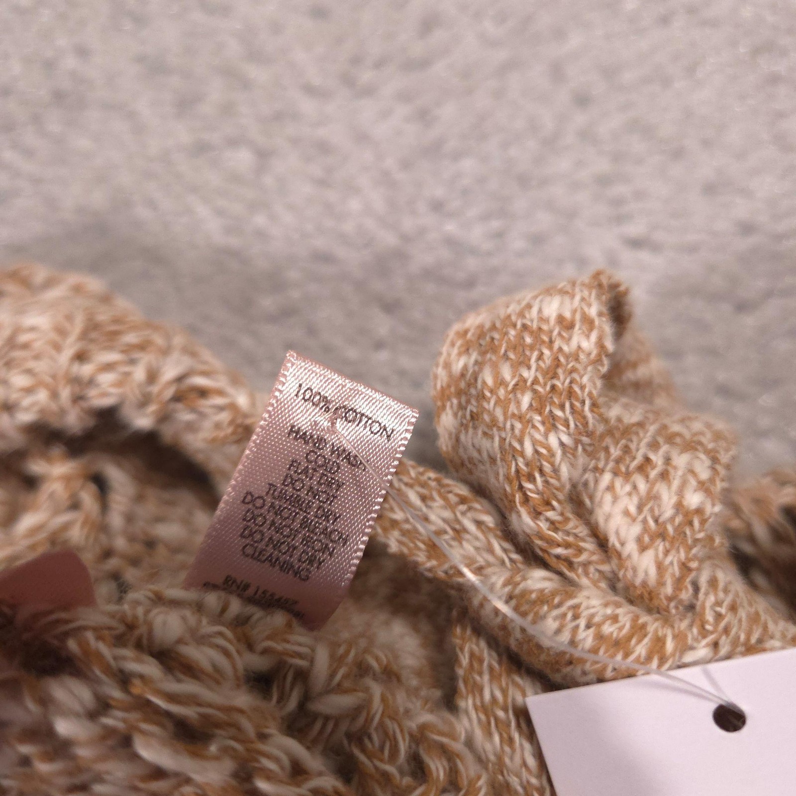 Willow-Root Sweater Womens XL Beige Open Knit Tie Back Pullover Long Sleeve