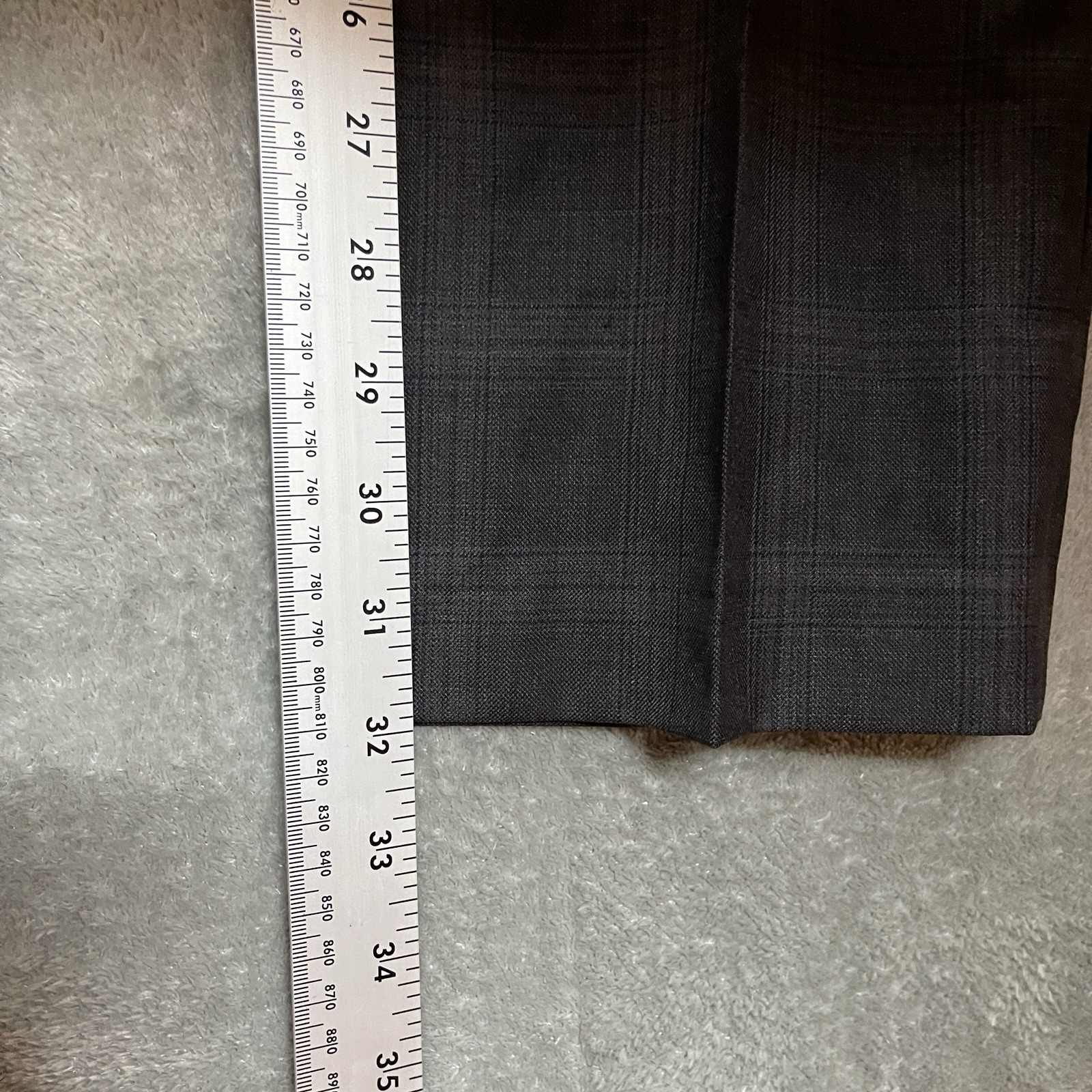 Michael Kors Mens Malone Classic Fit Plaid Wool Stretch Suit Pant Charcoal Brown