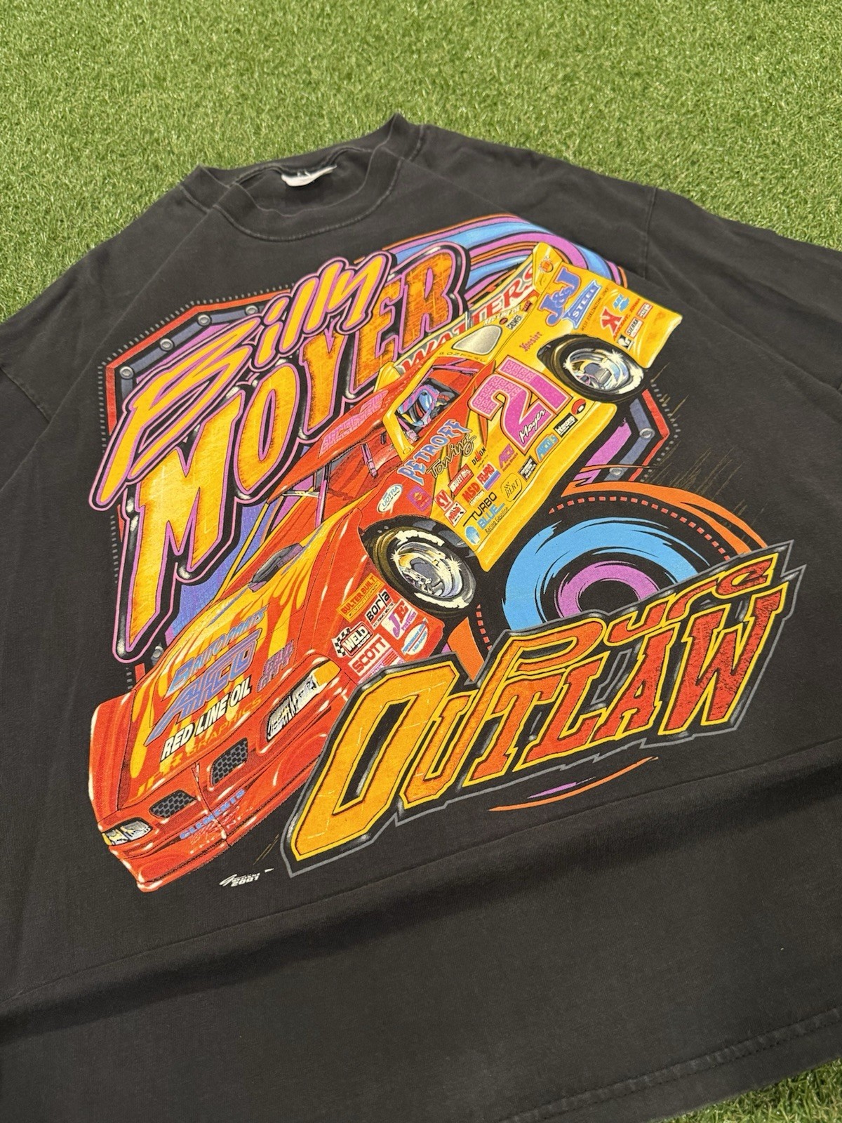 Rare Vintage 2001 Billy Moyer Pure Outlaw Racing T-shirt XL Dirt Track Racing