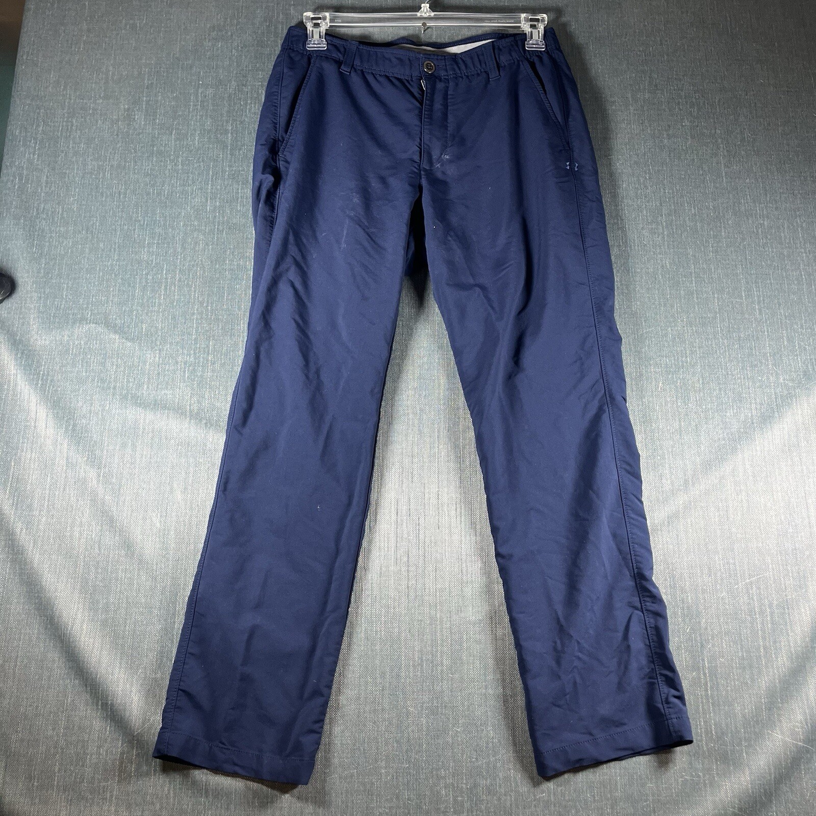 Under Armour Mens Golf Pants Blue Straight Leg Four Pockets Zip Fly Size 34×30