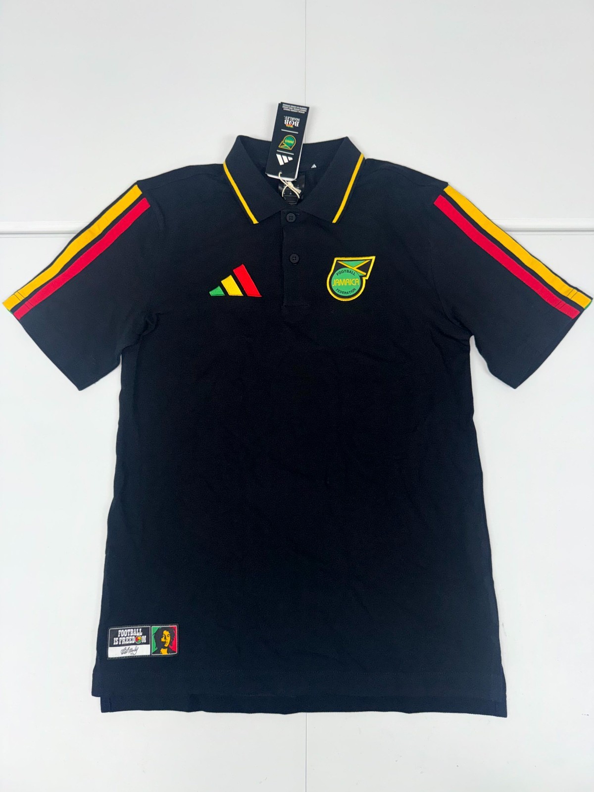 Adidas Jamaica x Bob Marley DNA Polo Shirt Men’s Black Cotton Soccer JY5217