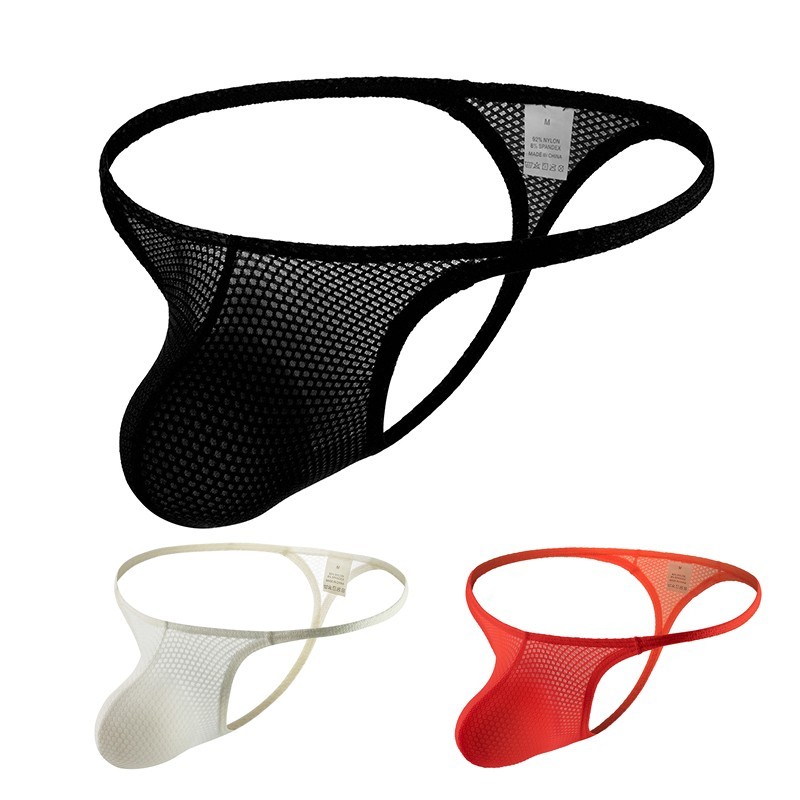 3 Pack Lot Mens Underwear Underpants Brief Pouch Sexy Mesh G string Thong Bikini