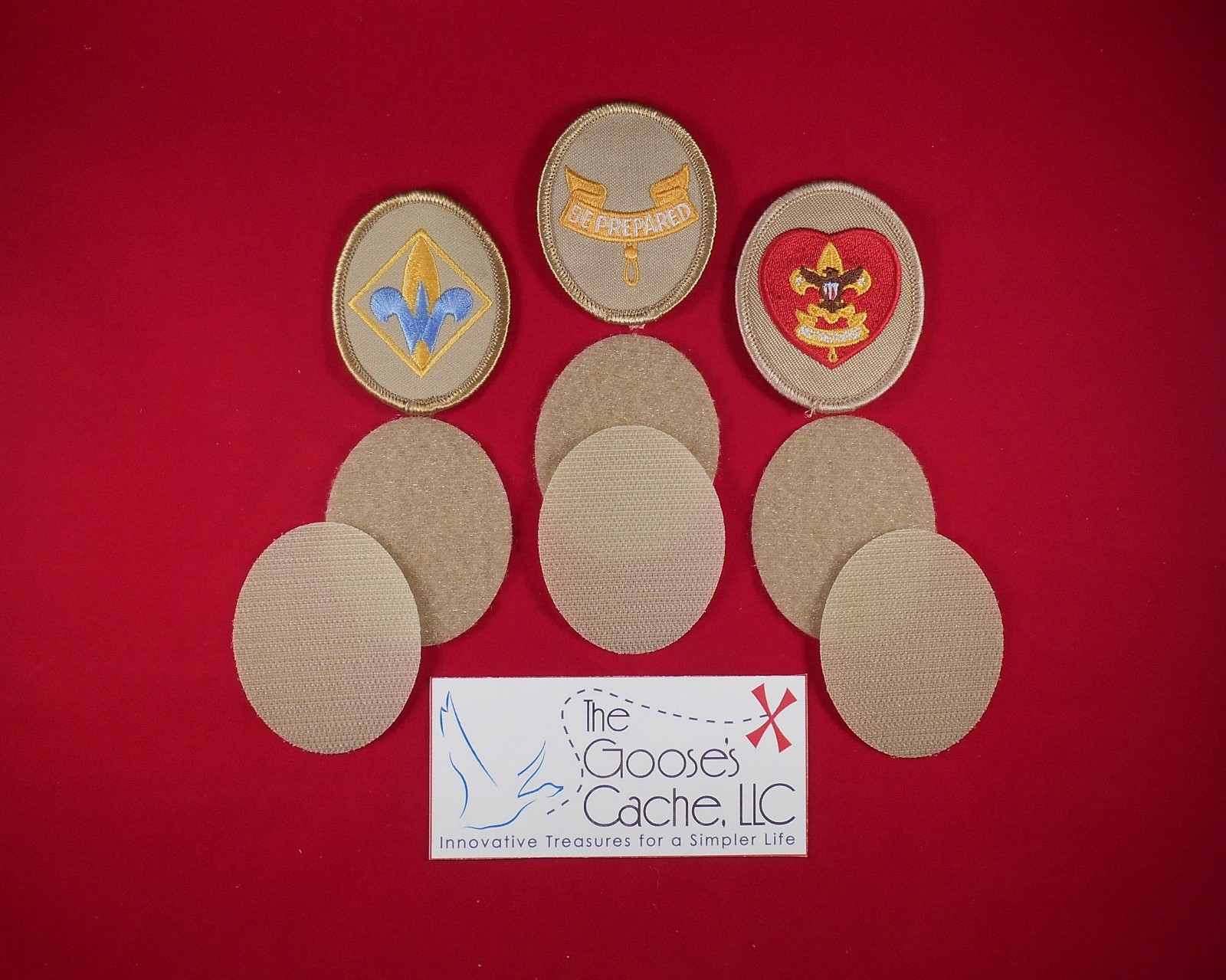 Tan Sew-on Hook and Loop for Attaching Patches to Scout BSA Shirts