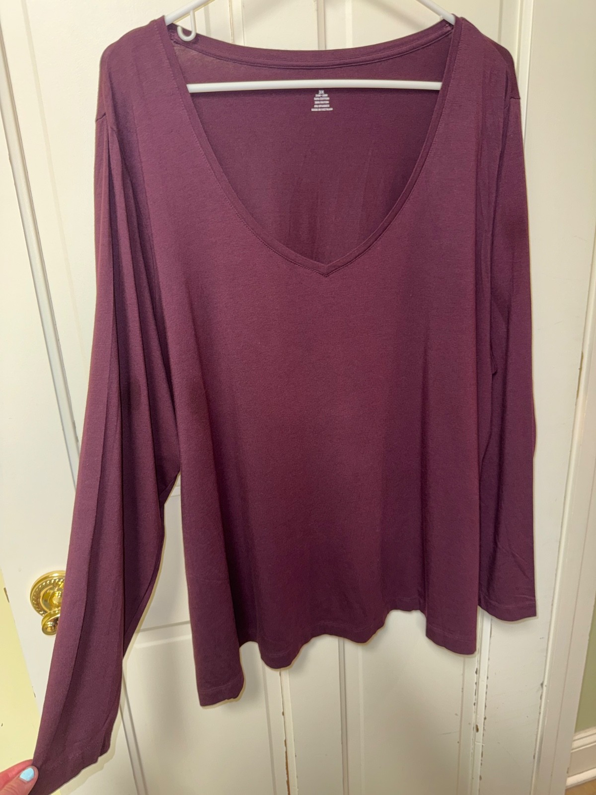 Lands End Long Sleeve V-Neck Shirt Maroon Size 3x