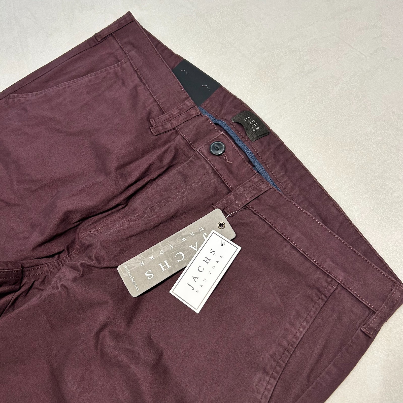 NWT JACHS New York Mens 40×30 Burgundy Slim Fit Chino Pants Stretch Casual
