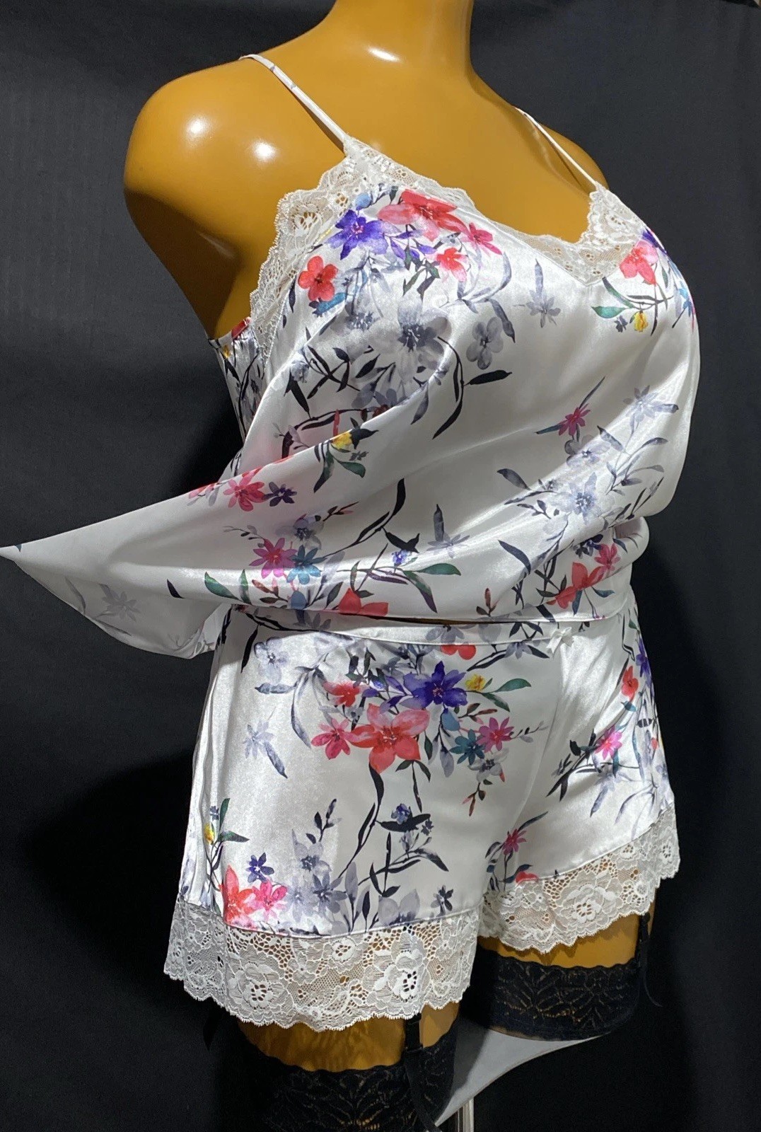 Debenhams Bonita Cami & Short Set, Floral Print Liquid Satin, UK 16, New