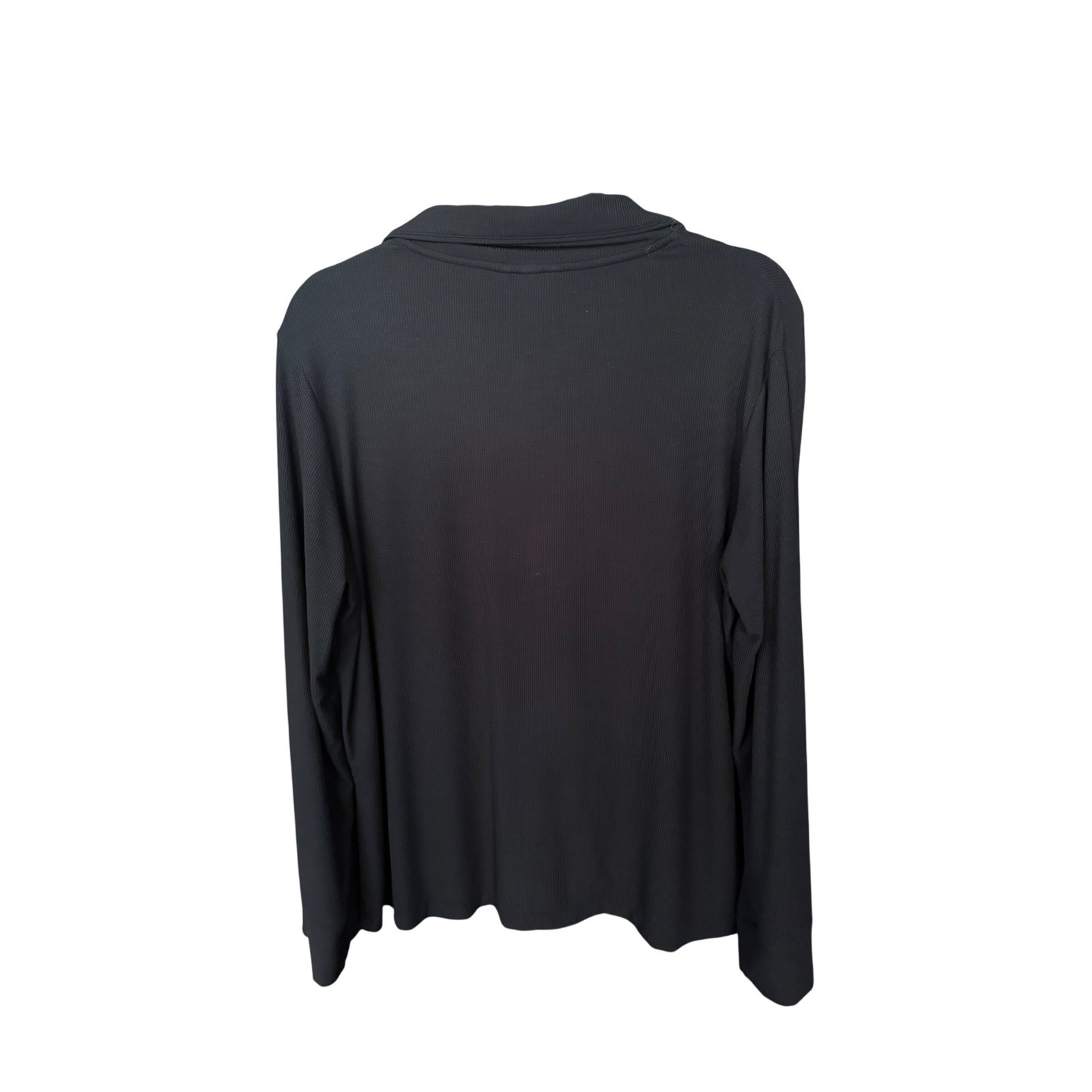 Skims Sleep Button Down Top Onyx Black Ribbed Long Sleeve Pajama Shirt Size L