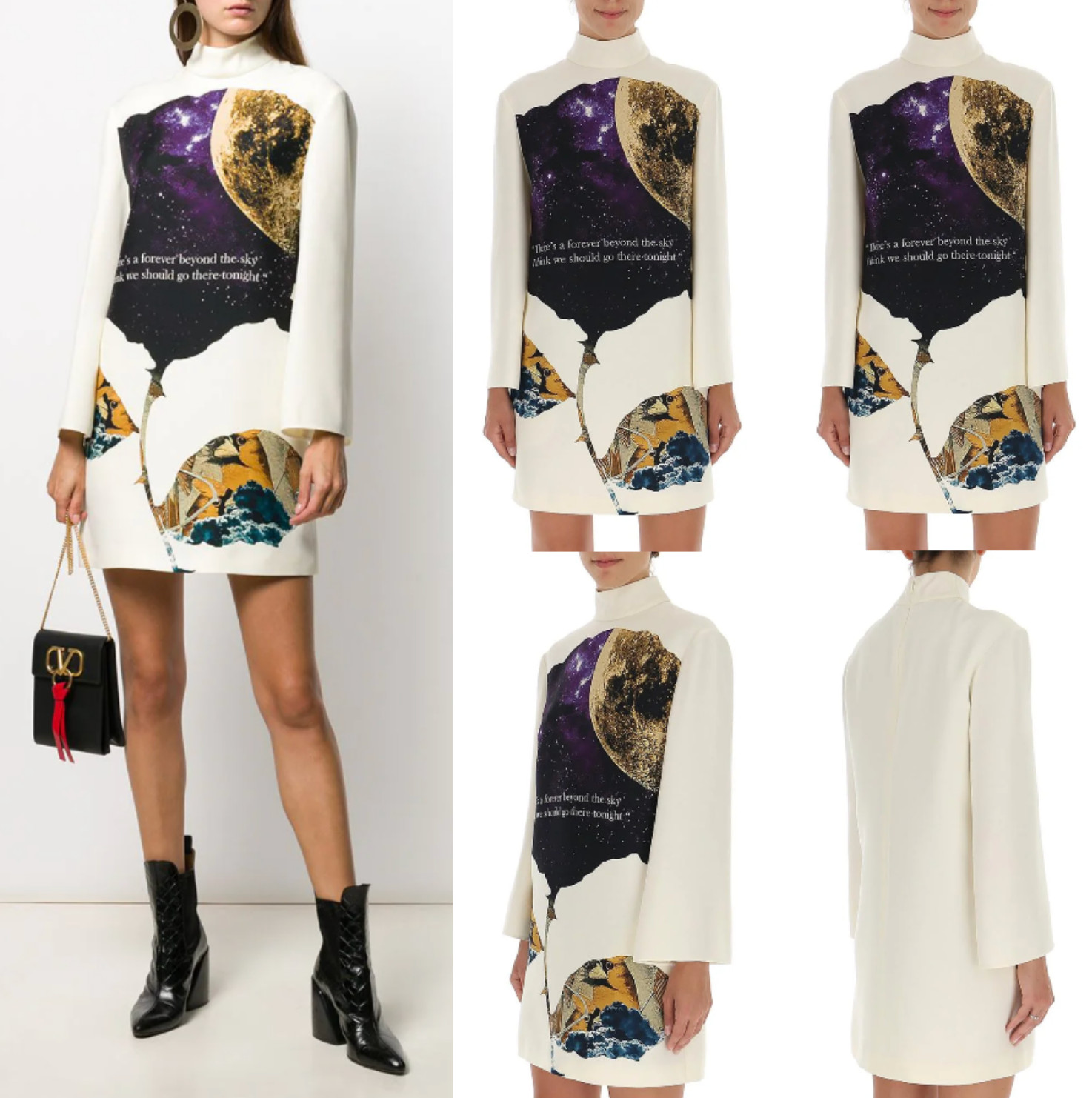 VALENTINO GARAVANI Turtleneck Dress Minikleid Silk Wool Mini-Dress Beyond Sky S