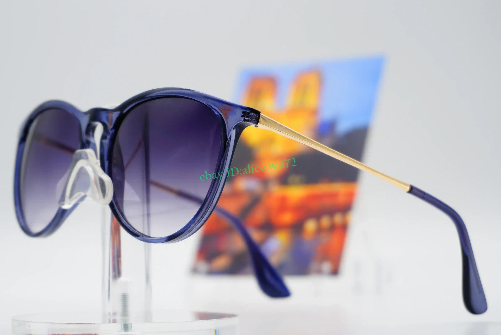 Ray-Ban Erika RB4171 Sunglasses Blue Frame Gray Gradient Lens Unisex 54mm 2N UV