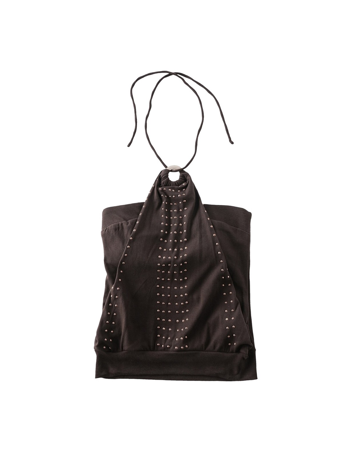Women Halter Neck Crop Top Cotton Studded Tube Cami Trendy Backless Strappy Vest