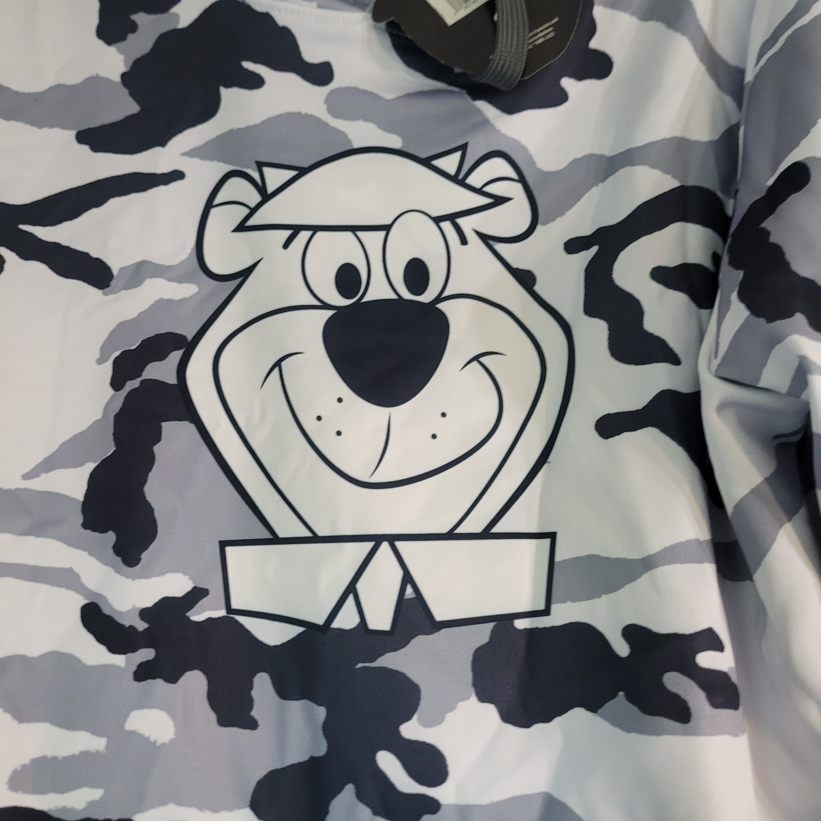Yogi Bear Camo Hoodie Black White Hanna-Barbera Mens Medium Cartoon Jellystone