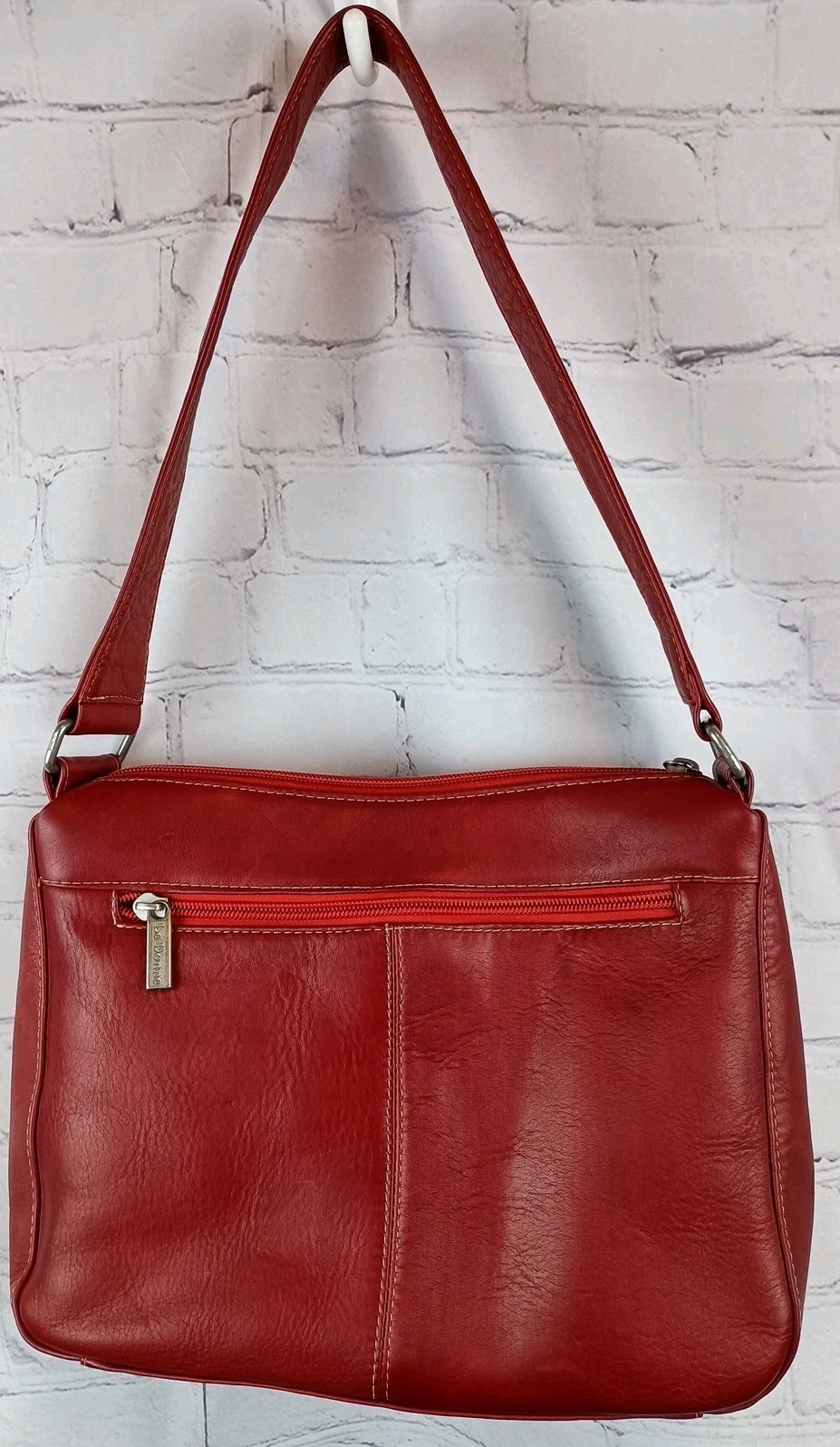 Le Donne Red Leather Shoulder Bag Purse