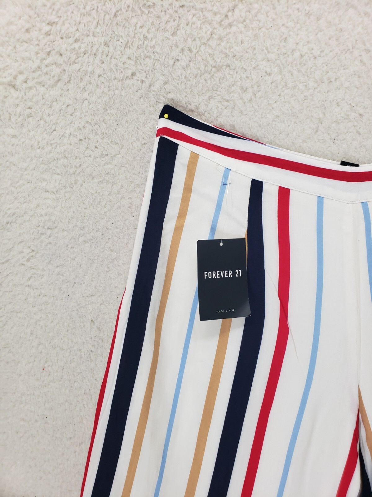 Forever 21 Women Pants Medium Blue Striped 100% Rayon Wide Leg Casual Fit