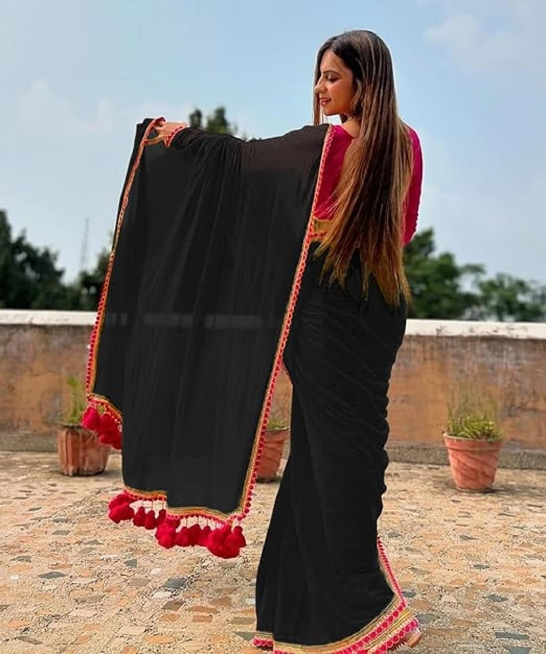 Black Georgette Designer Saree