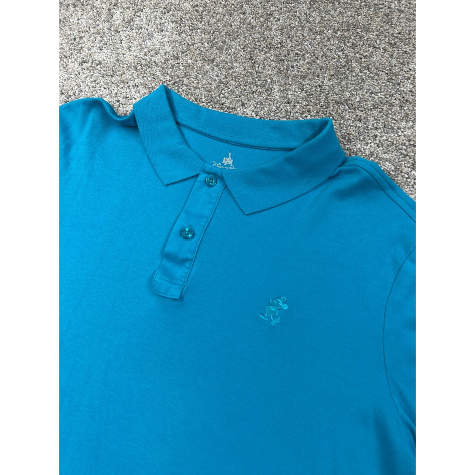 Disney Parks Mens L Modern Fit Mickey Mouse Polo Shirt Turquoise #0622