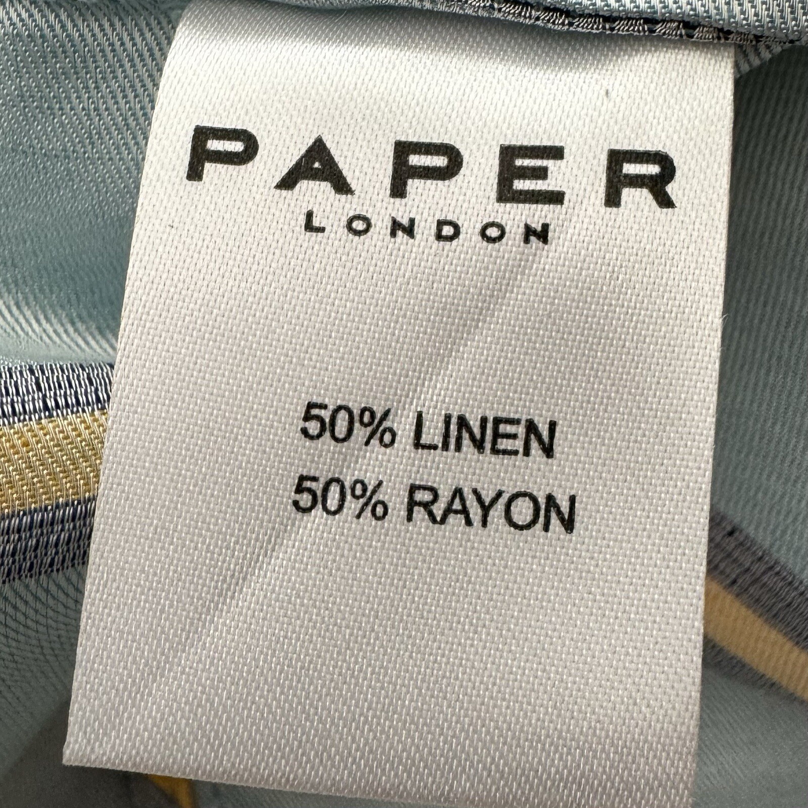 PAPER LONDON NWT Peonie Ruffled Striped Linen Rayon Midi Wrap Dress Blue Size 4