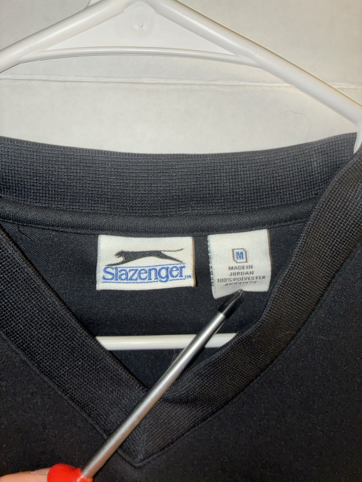 Slazenger Men’s Black V-Neck Sweater Vest Knit Polyester Logo Size M