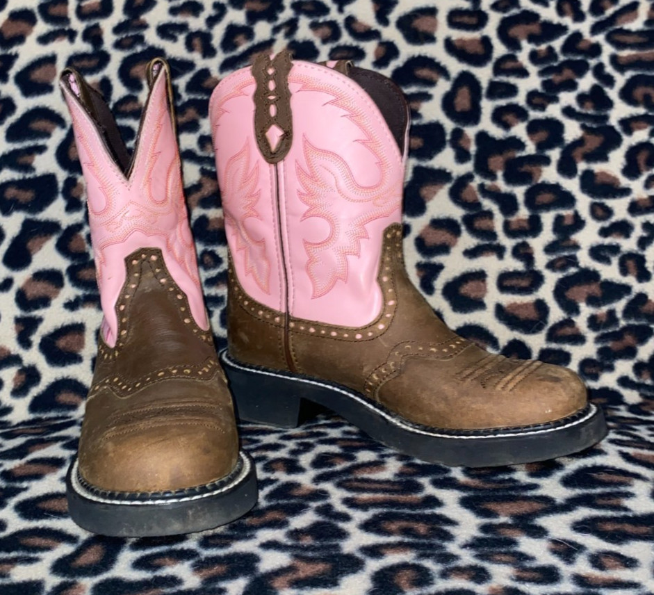WOMENS JUSTIN GYPSY 6 1/2 PINK COWBOY BOOTS L9901