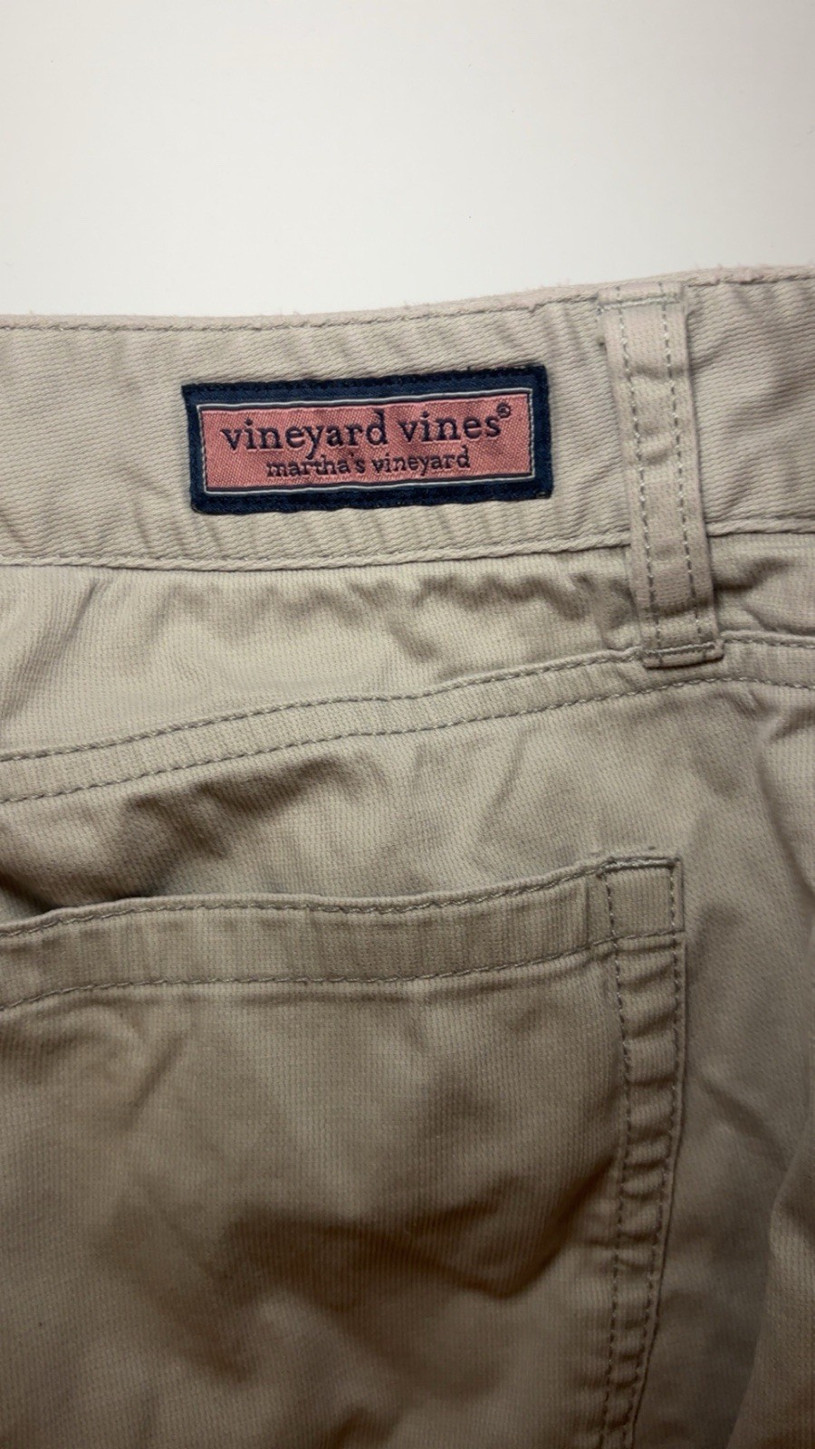 Vineyard Vines Men’s 32 Beige Twill Stretch Pants Slim Straight 5-Pocket