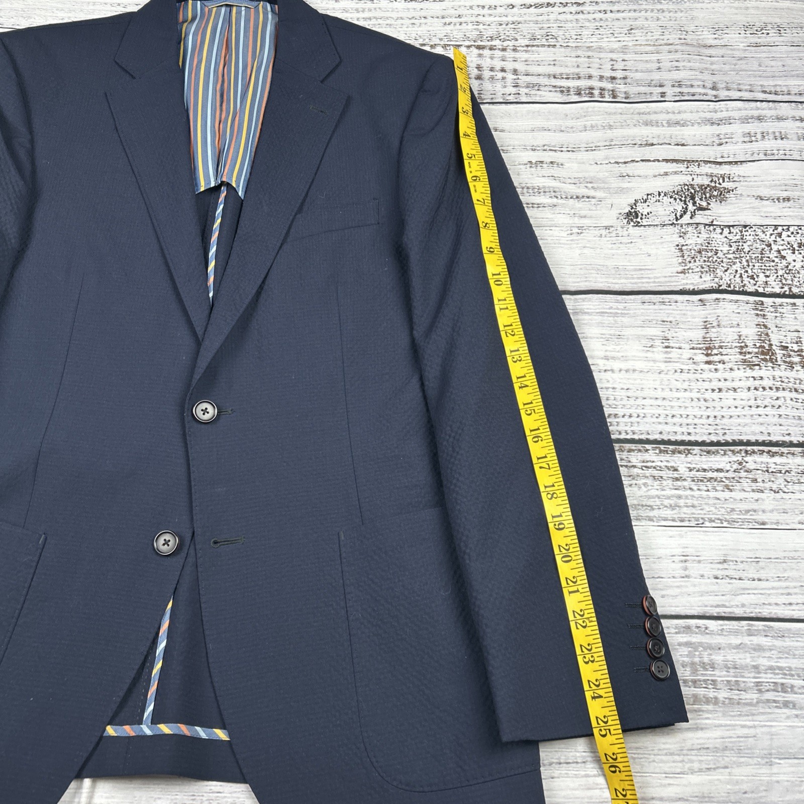 Ibiza Carini Unstructured Patch Pocket Sport Coat Dark Blue Size 40R Textured