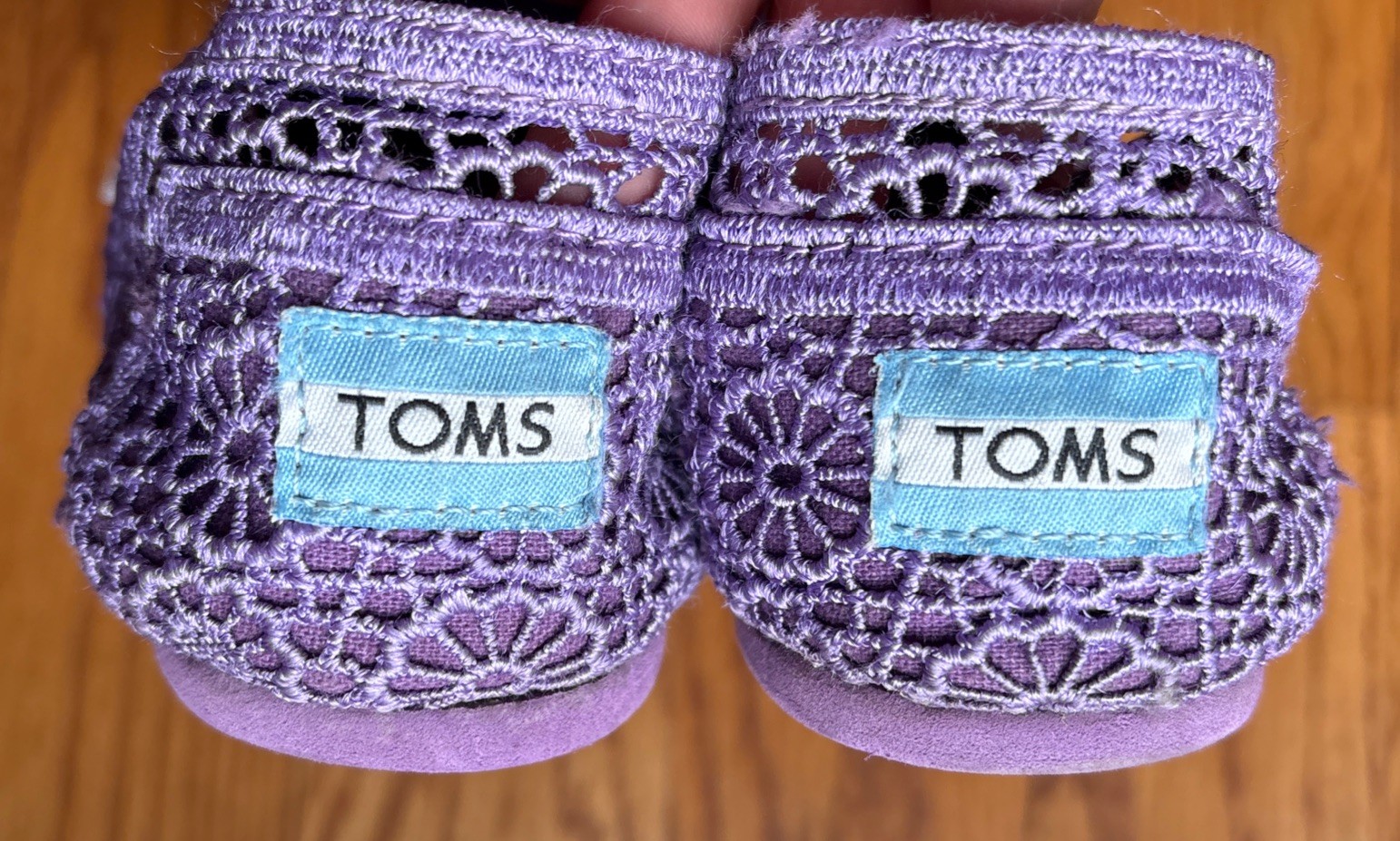 TOMS Womens Alpargata Purple Floral Crochet Lace Slip On Flat Shoes Size 7.5