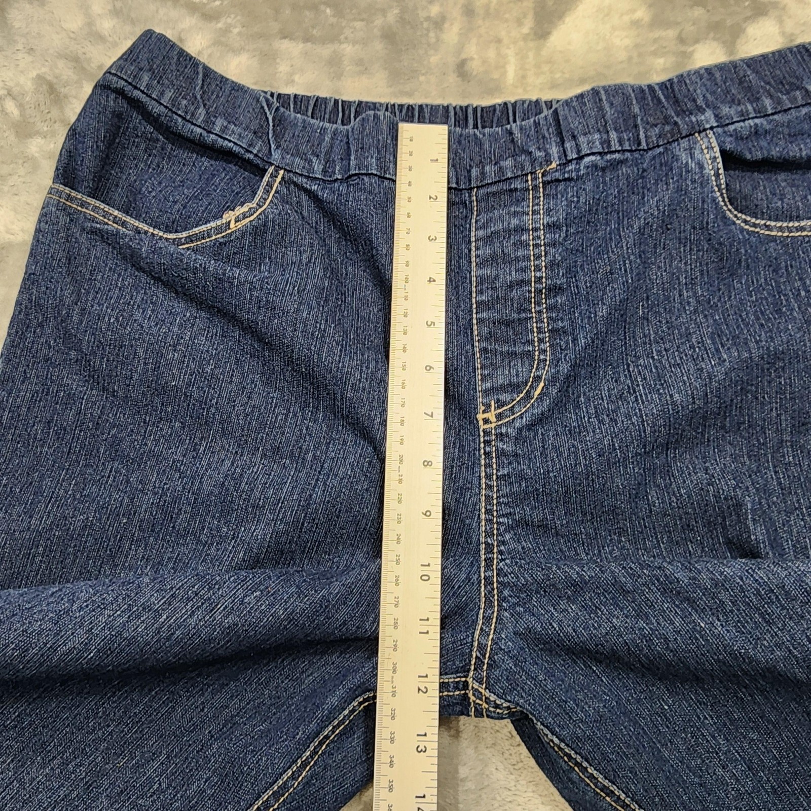 White Stag Jeans Womens XL Blue Dark Wash High Rise Pull On Straight Stretch Leg