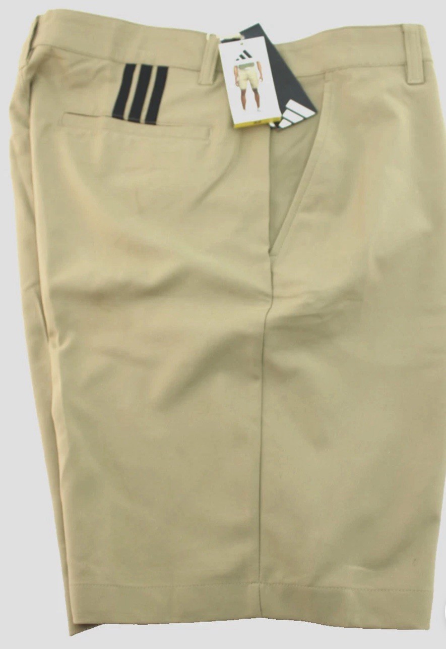 2 Qty ADIDAS Golf 3-Stripe Men’s 38 Khaki 2 Pocket Athletic Shorts-