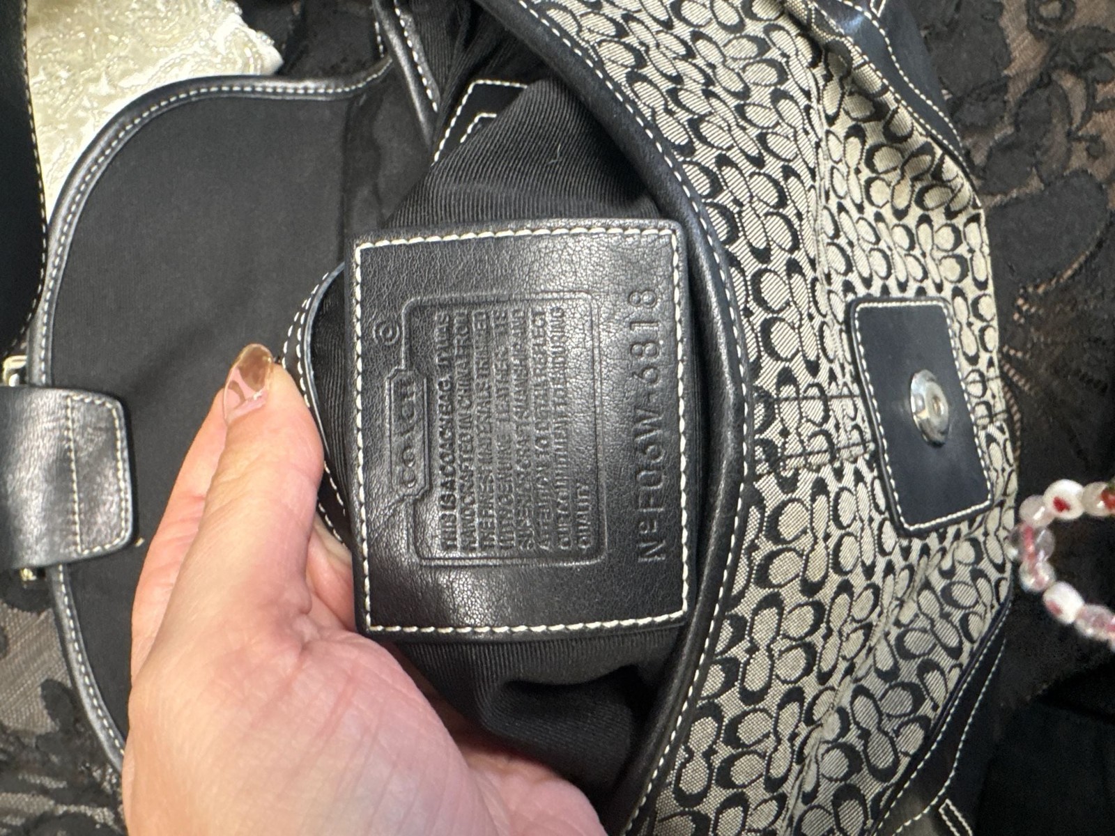 Coach Soho Signature Buckle Flap Bag Black/Grey Canvas 6818
