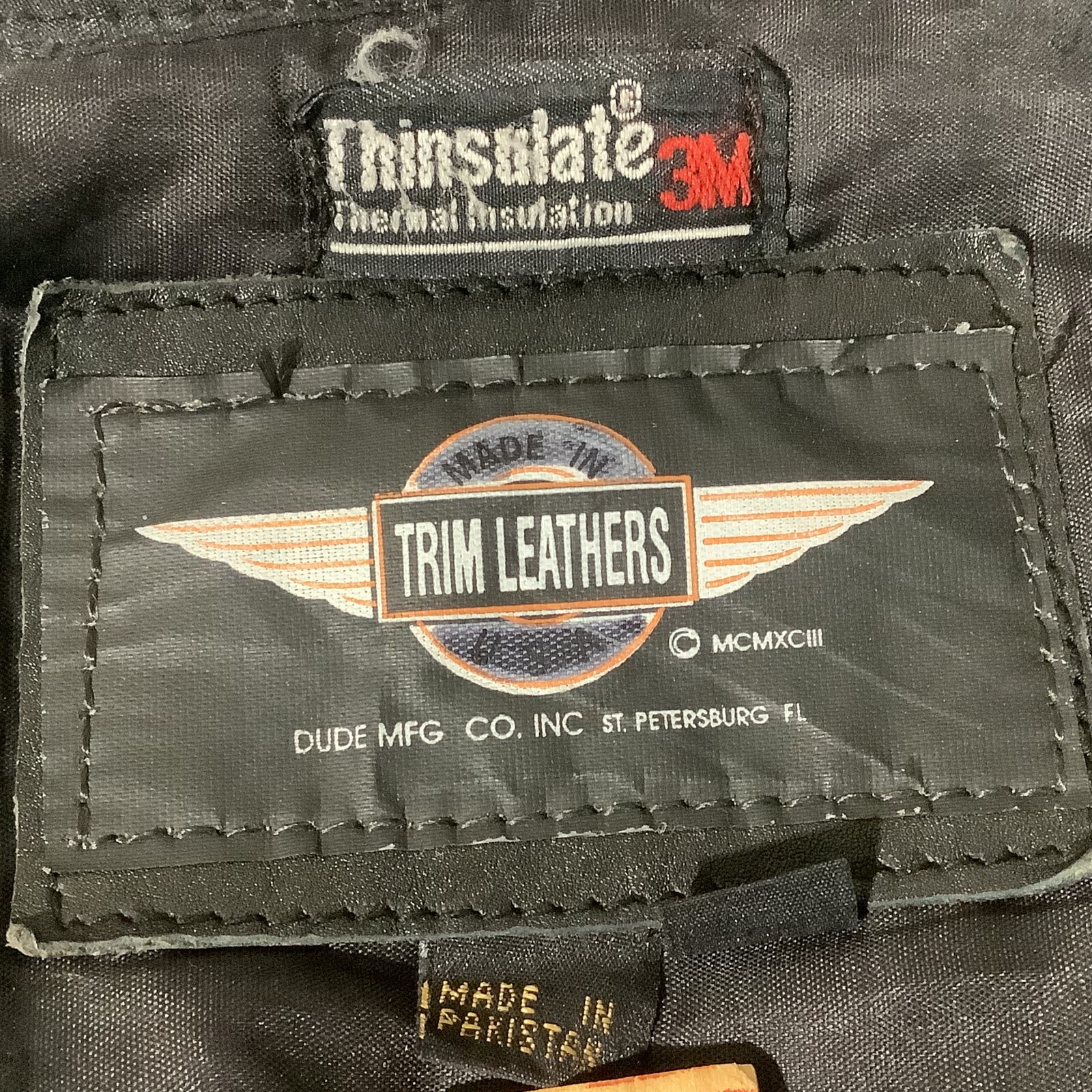 VTG RARE Trim Leather Jacket Braid Thinsulate Heavy Motorcycle Biker Liner 90s L