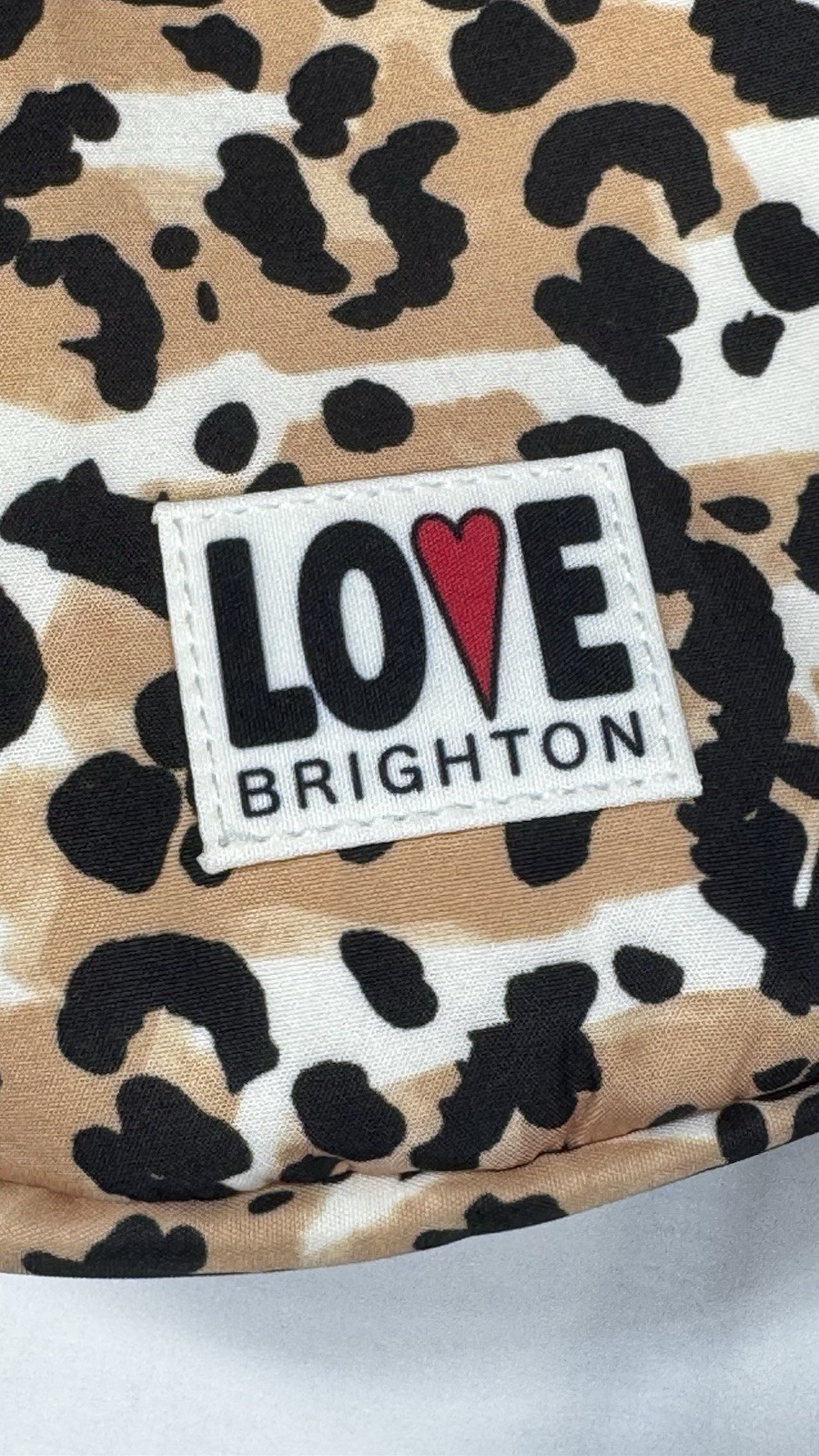 NWT Brighton Spotted Love Swing Bag Leopard Print Nylon Crossbody Crescent
