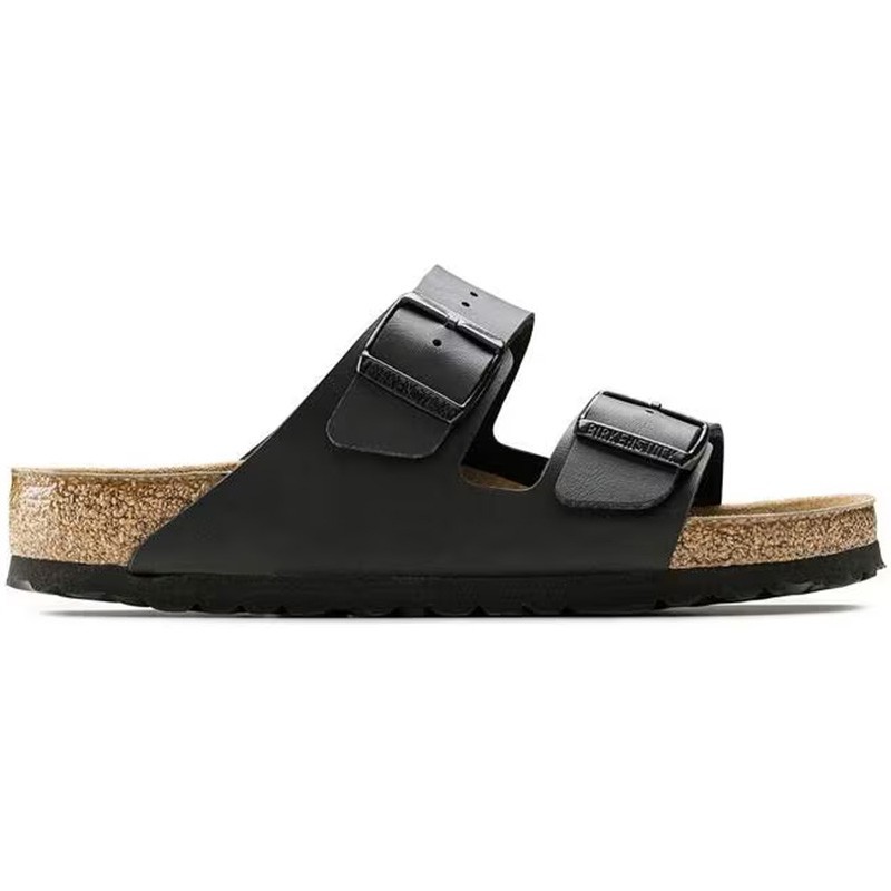 Birkenstock Arizona Black Birko-Flor Leather Soft Footbed Unisex Sandals