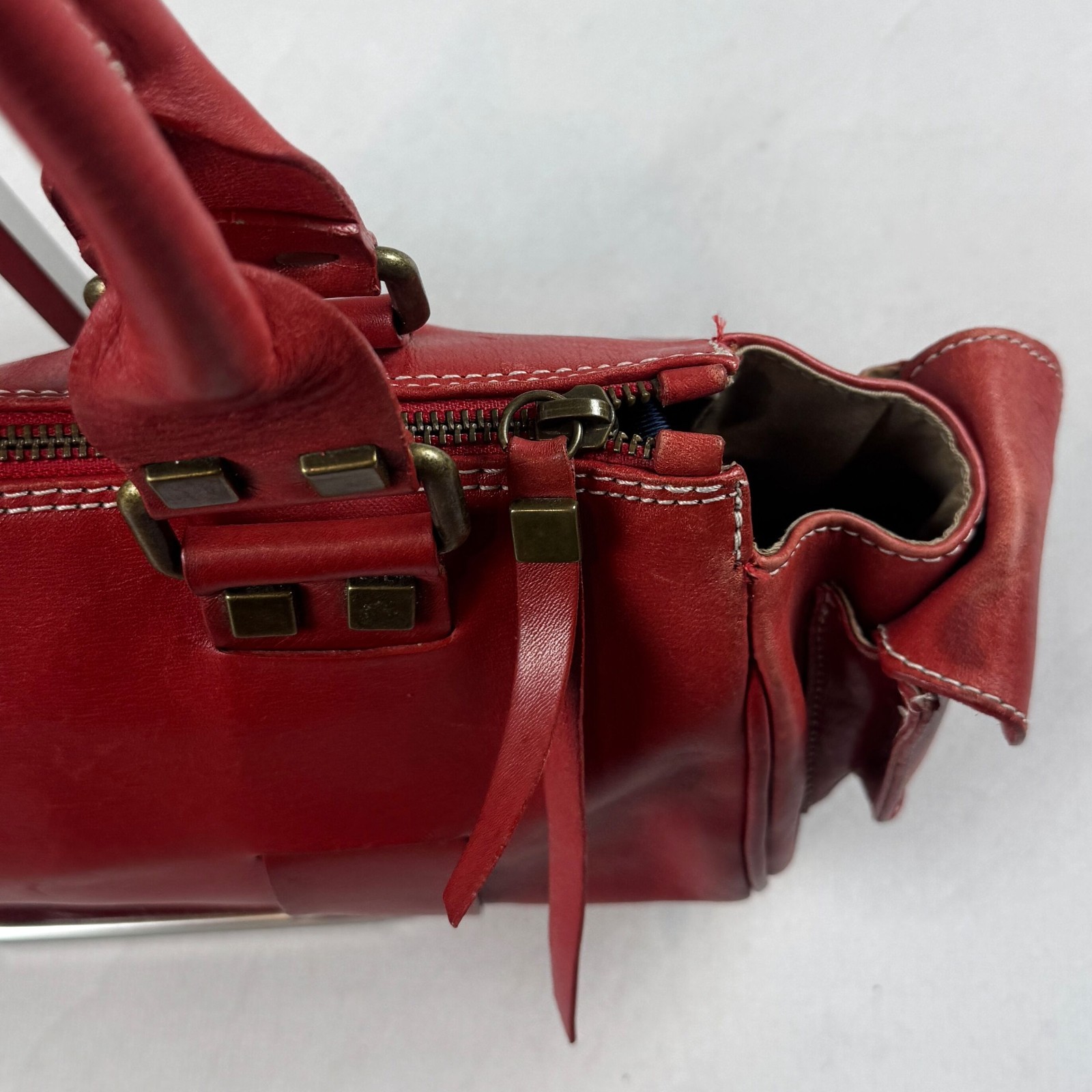 Contura Firenze Red Genuine Leather Shoulder Bag Vintage Y2K Handbag Italy