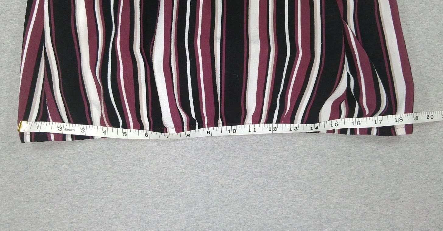 Roz & Ali Black Purple Striped Lightweight Blouse Womens XL Top Short Sleeve